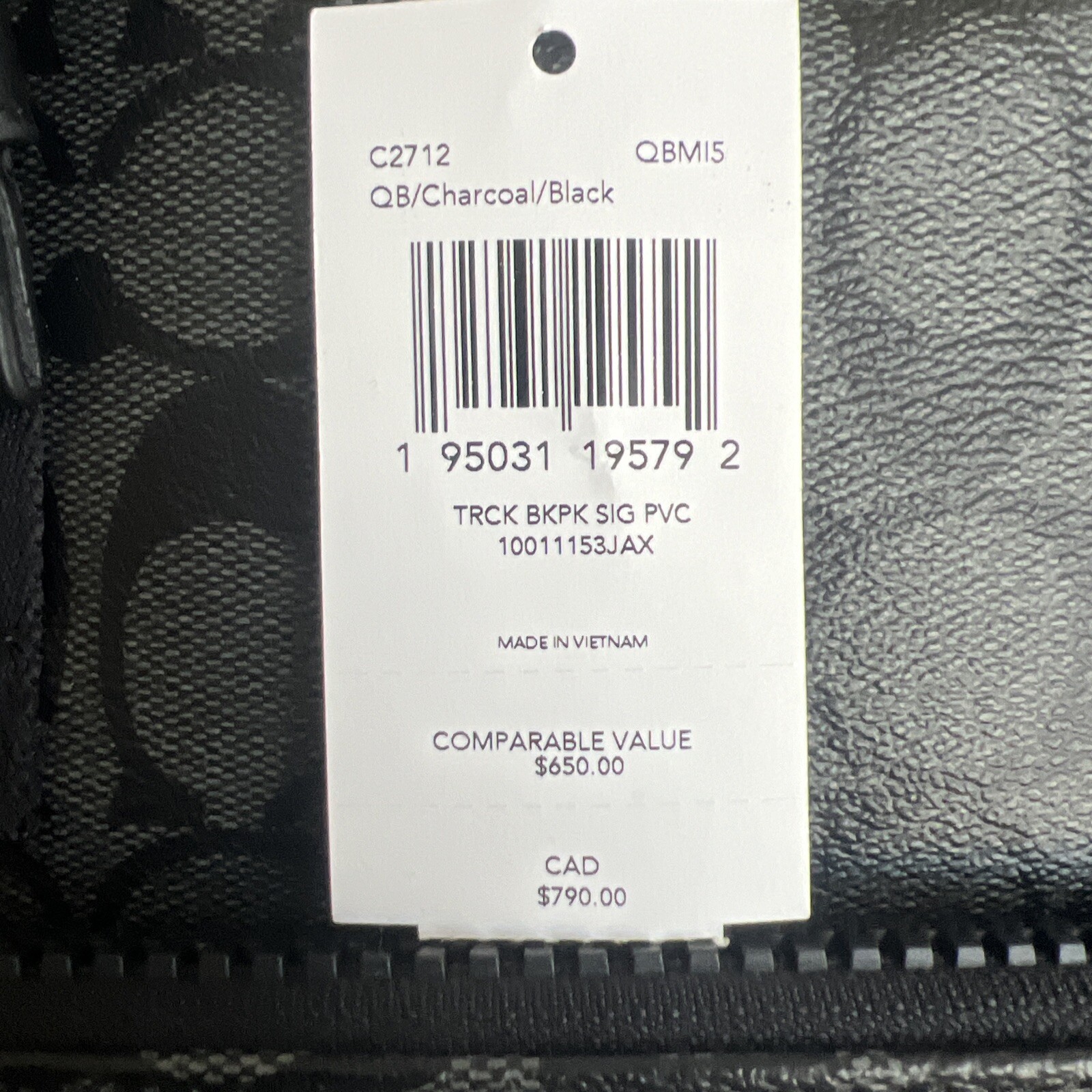 Coach Track Backpack In Color Charcoal/ Black Signature Canvas C2712