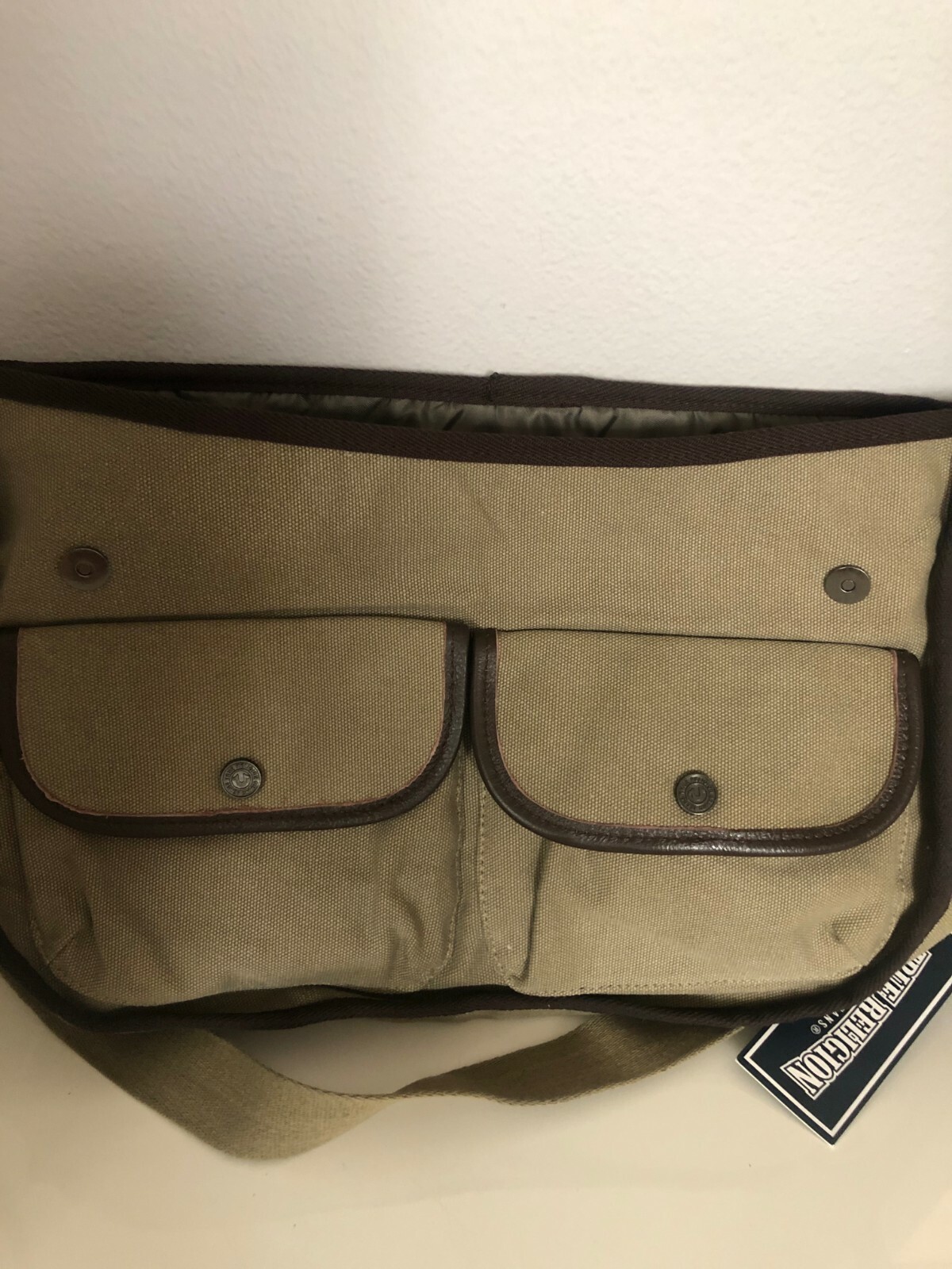 The True Religion Messenger Bag Color Olive Cotton One Size