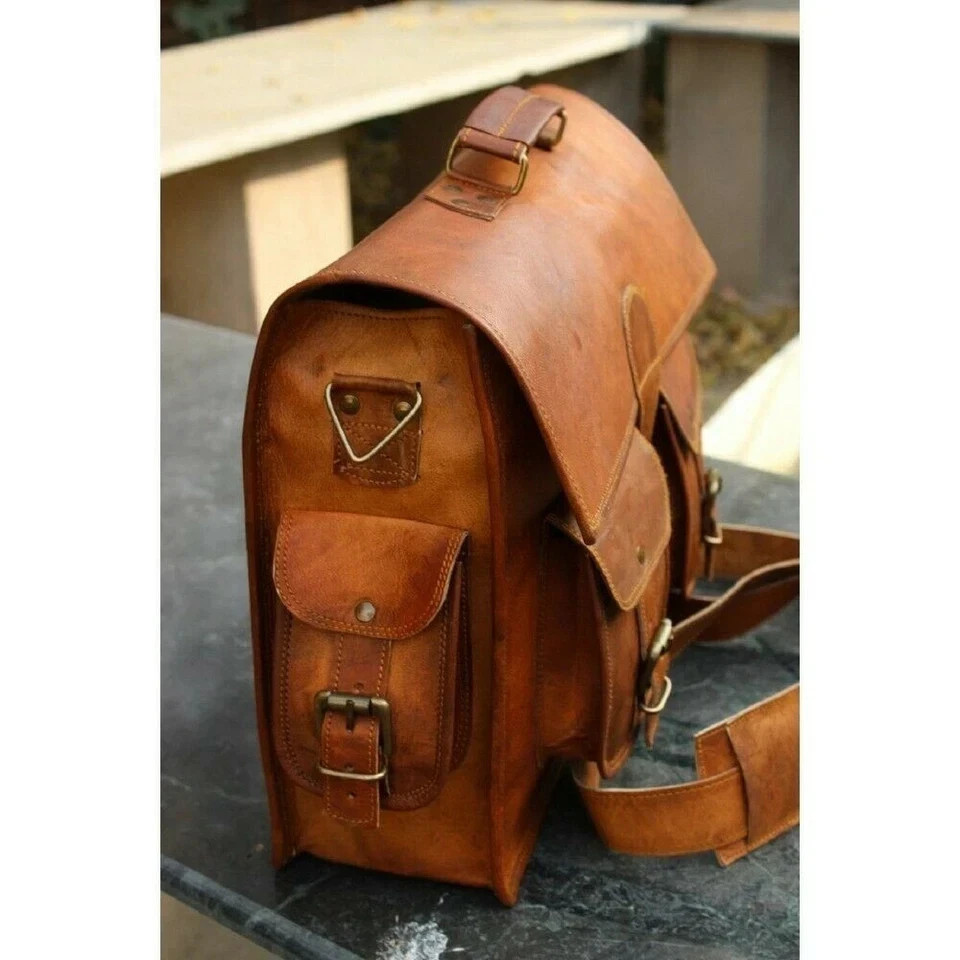 Genuine Messenger Men’s Vintage Briefcase Satchel Handmade Travel Ready Bag
