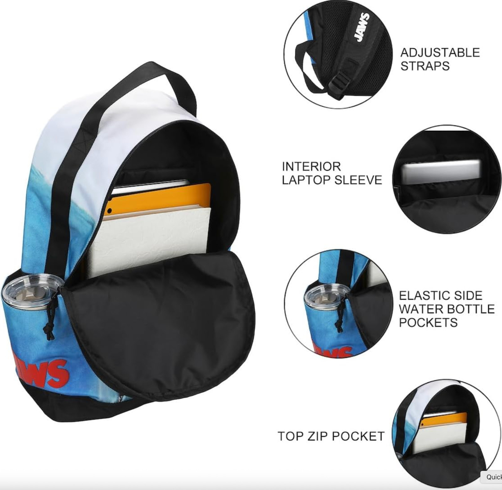 Jaws Movie Shark Laptop Backpack