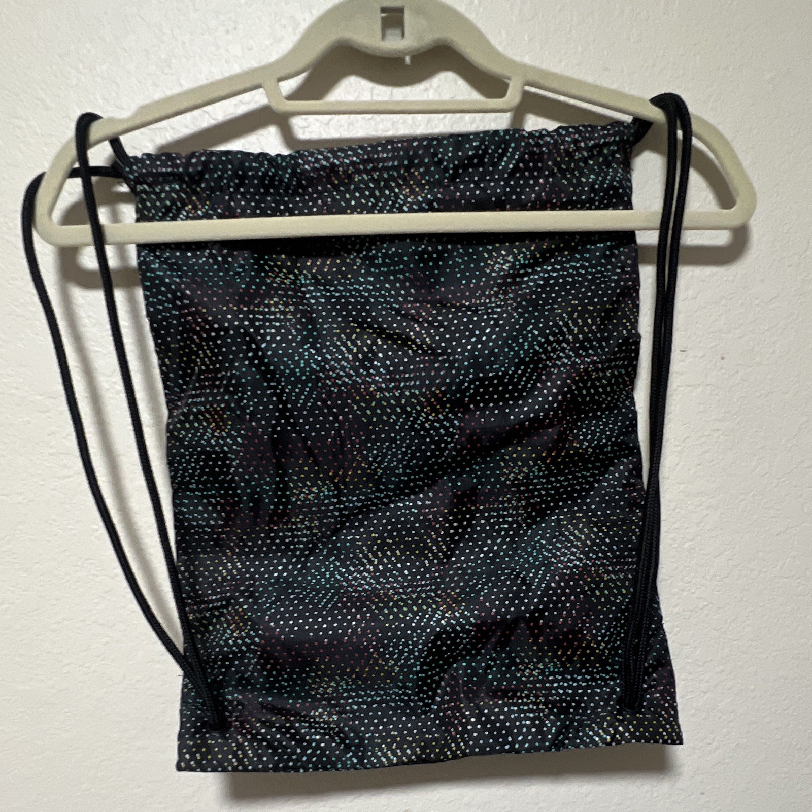 Nike Trail Drawstring Bag Black Multicolor Speckled Zip Pocket Unisex