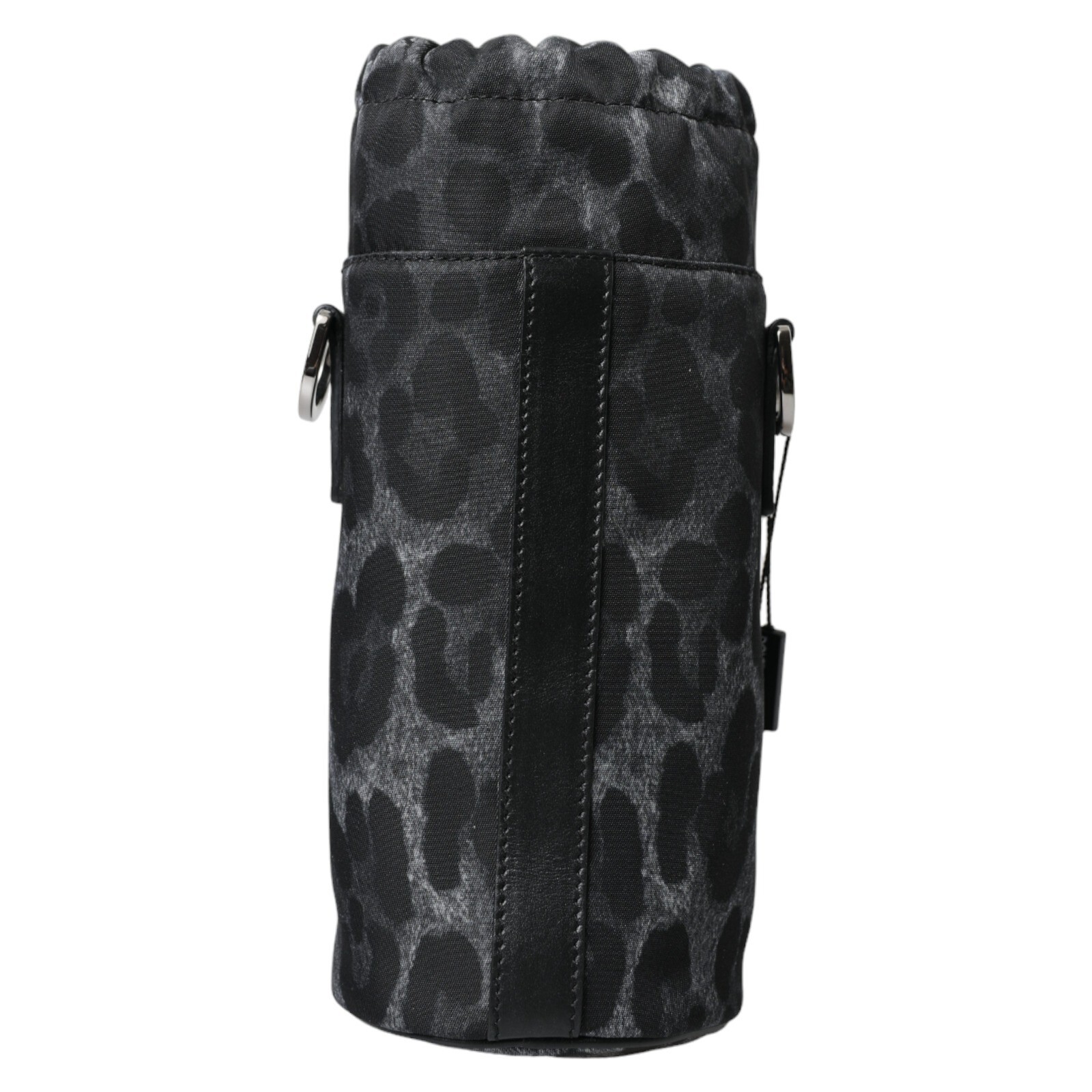DOLCE & GABBANA Bottle cage Black Leopard Print Nylon Round Slim Tote Men 900usd