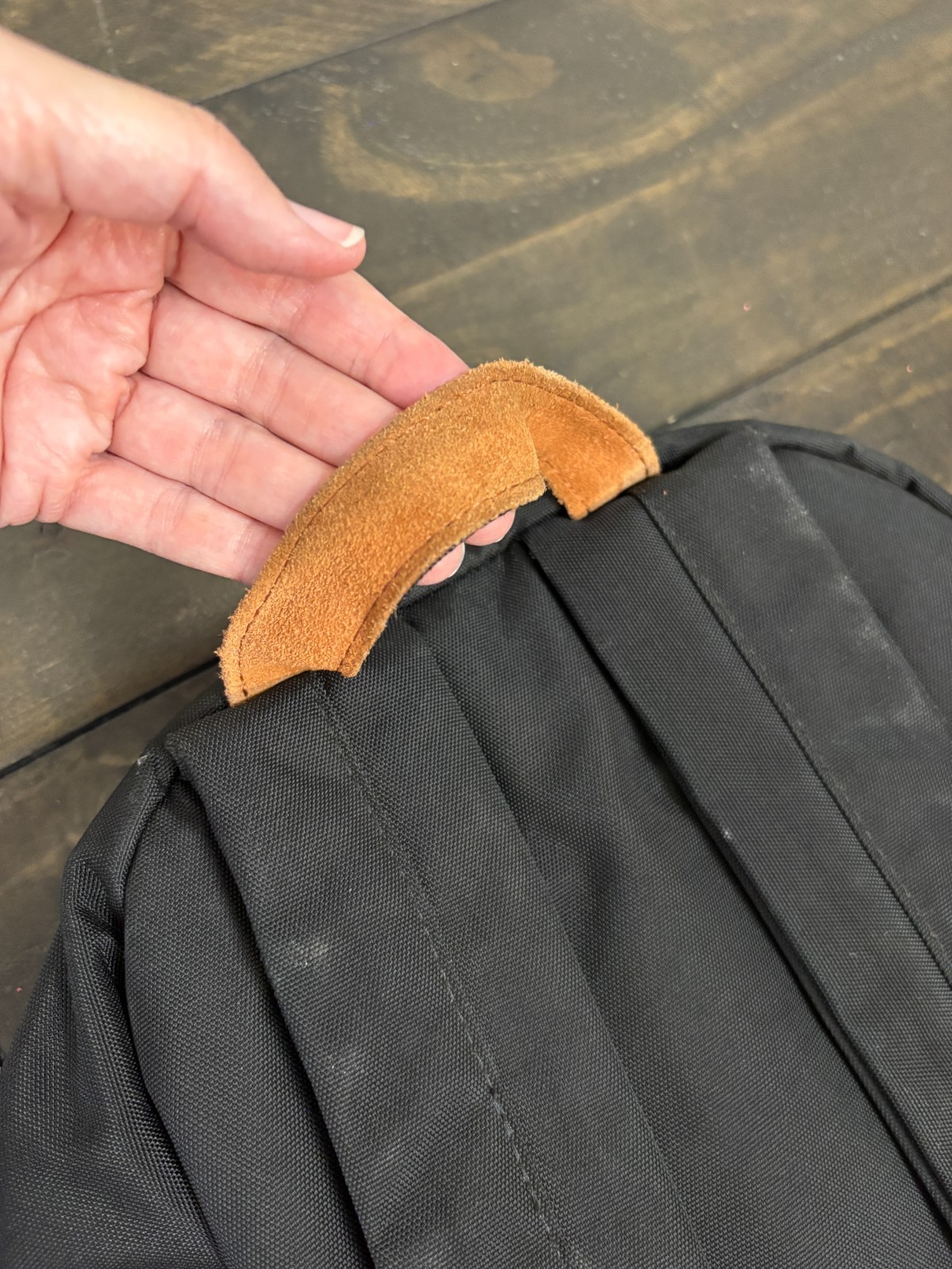 Revelry Water Resistant Black Tan Backpack Zipper needs repair see description