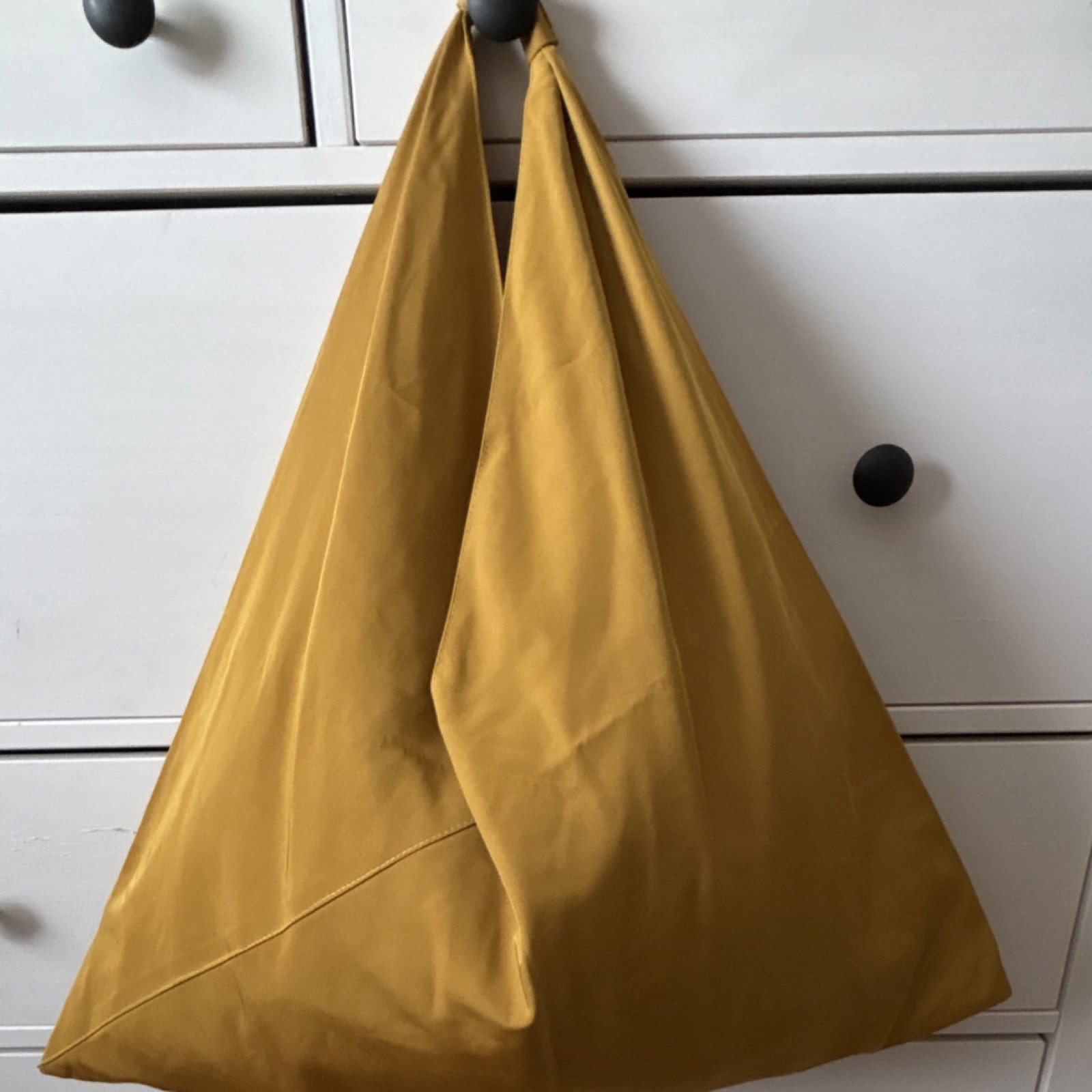 Yellow women’s shopping tote. Button Closure, Large Size, Solid Pattern
