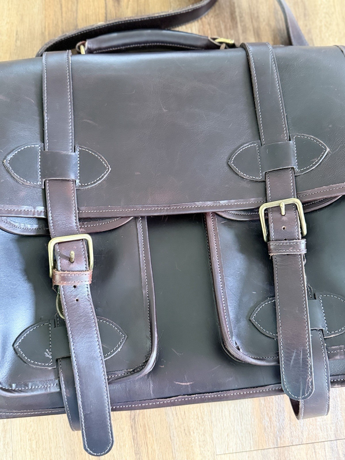 CUSTOM HIDE Saddle Leather Briefcase WW2 Style Dispatch Field Bag Messenger