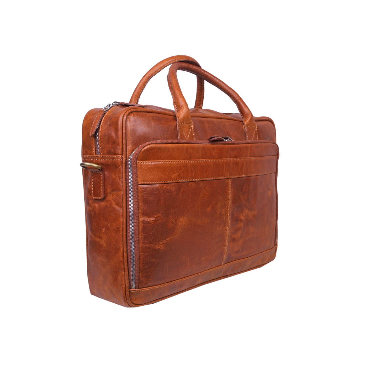 Buff Leather Messenger Laptop Bag – Handmade College Satchel