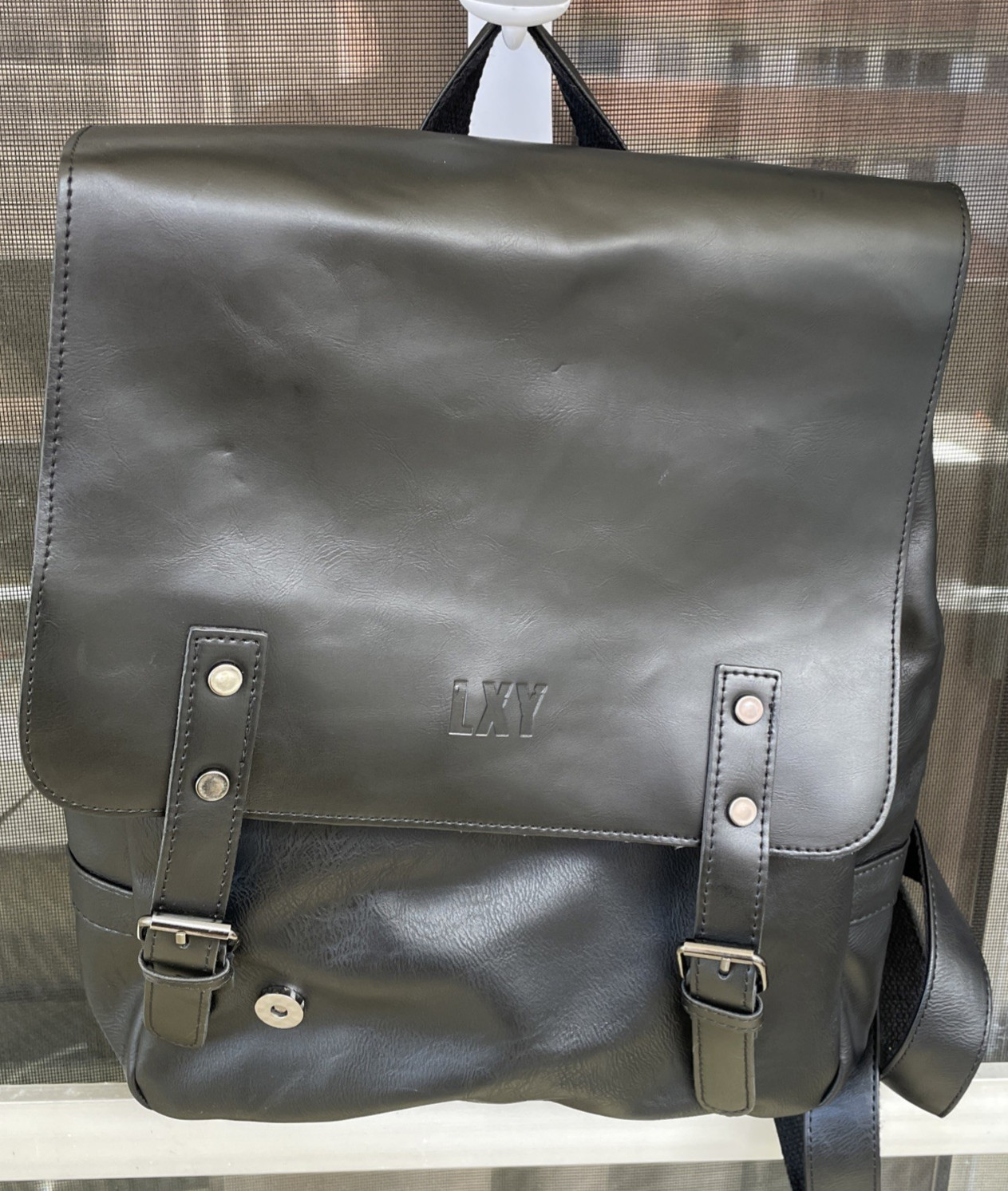 LXY ~ Leather Backpack Bookbag ~ Gender Neutral ~ Travel Black Book Laptop ~ NEW