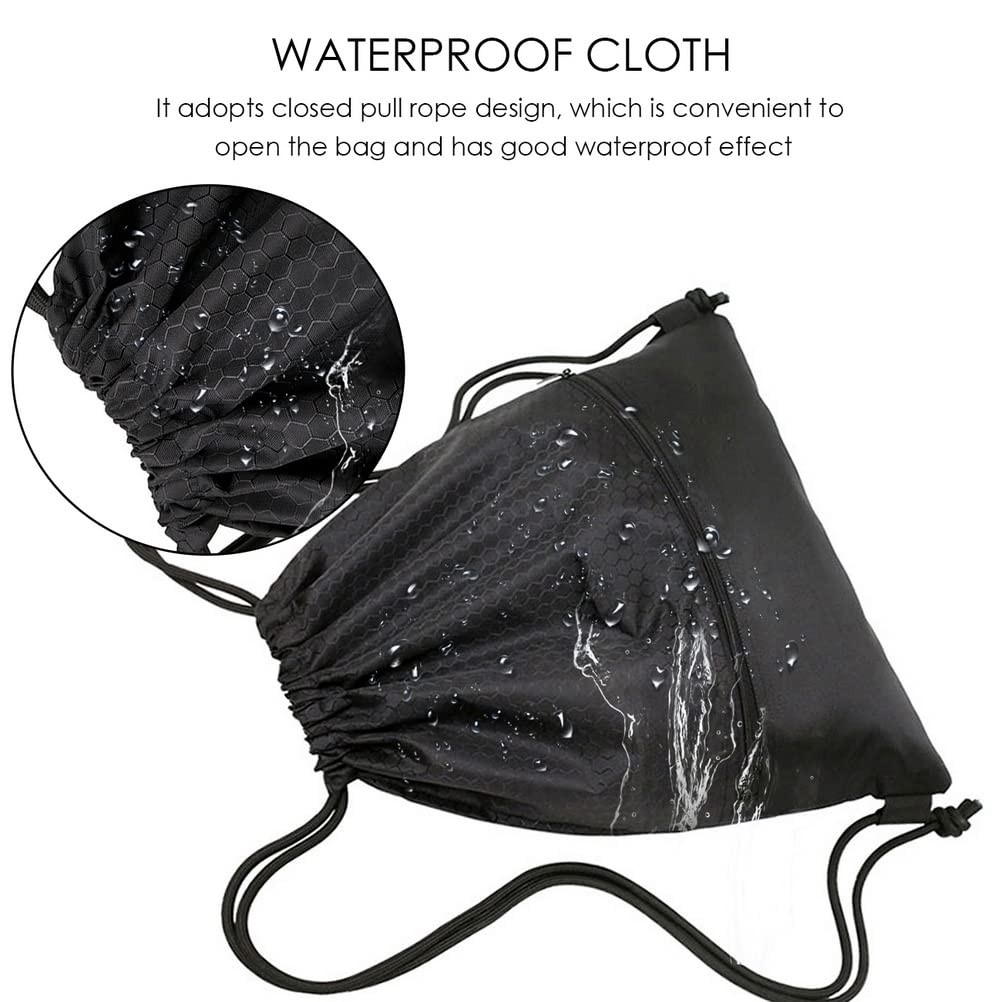 Waterproof Drawstring Backpack with Zip Pocket Gym Swim Sports Bag for Adults