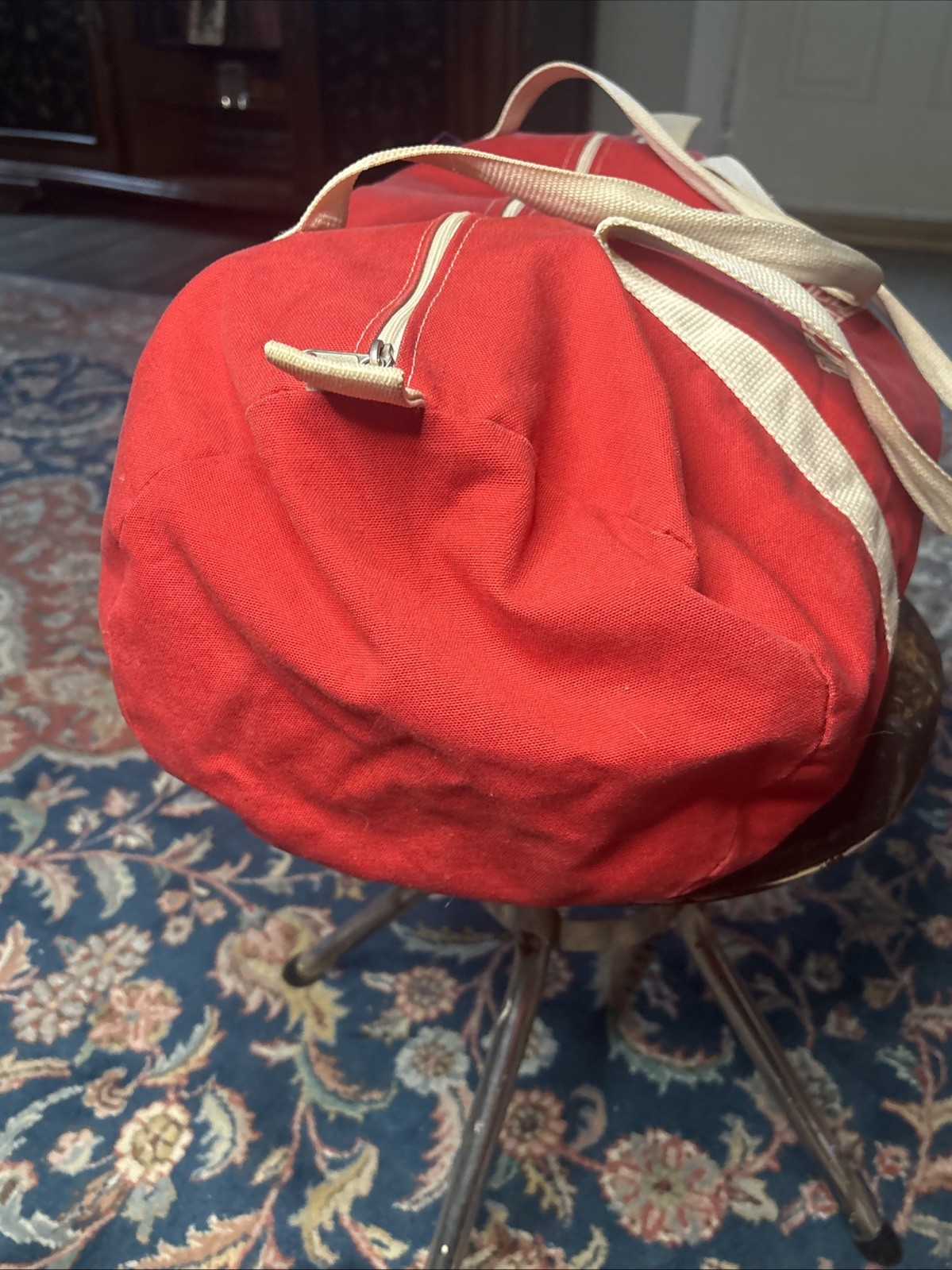 Vtg Wellesley College Massachusetts Duffle Bag Red White Rare CB Sports Inc 80s