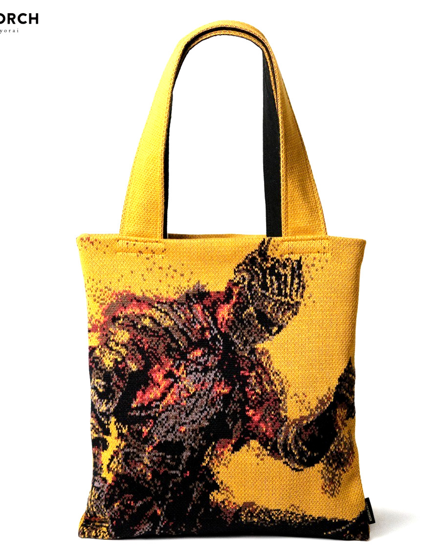 DARK SOULS III Knit Tote Bag TORCH TORCH Cotton A4 Japan Exclusive