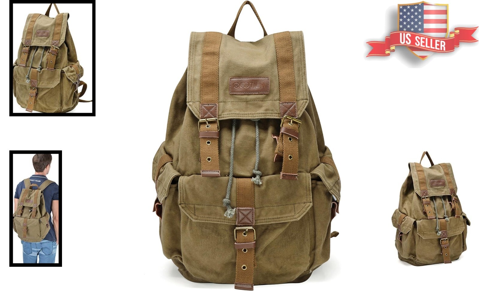 Versatile Thick Canvas Backpack with 17-Inch Laptop Compartment – Sturdy Design