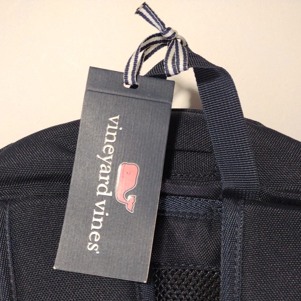 Vineyard Vines Tech Backpack Navy Blue & Red 18x12x7″ Cushioned Back Waist Strap