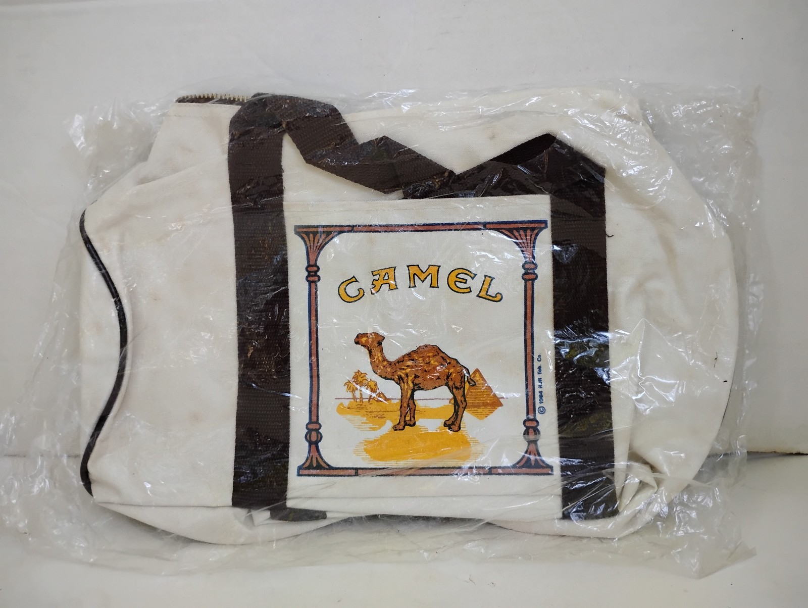 Vinttage Camel Logo White Canvas Duffel Bag RJ Reynolds Promo 1984