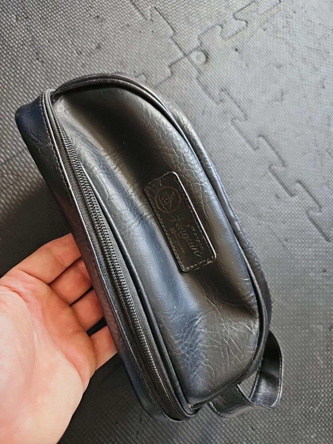 Penguin Black Men’s Toiletry Bag Zip Closure Inner Pockets Top Handle