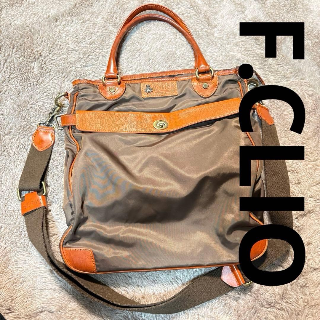 F.CLIO Italy Made 2Way Tote Bag Leather Size 39x35cm Excellent Condition
