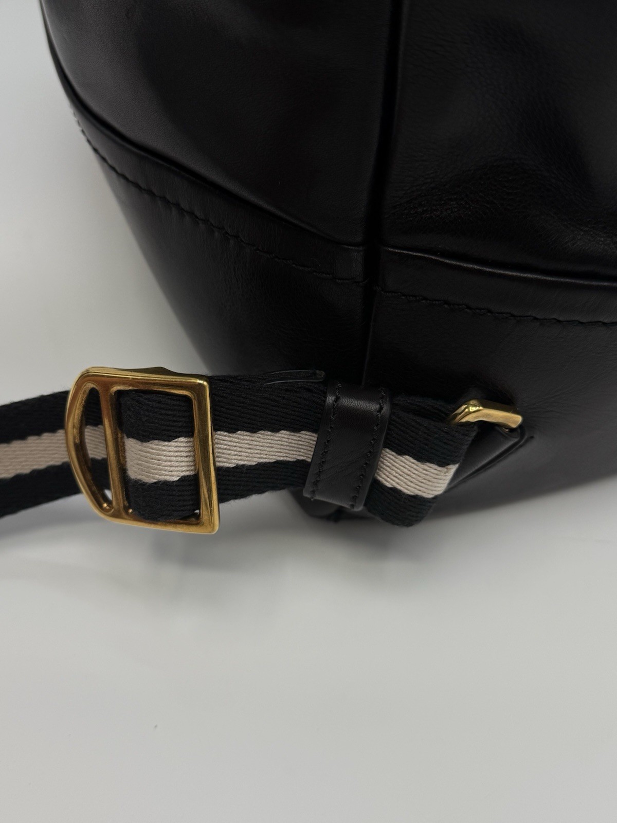 Bally Thunder Leather Backpack Black Calfskin Gold Hardware Luxury Designer Bag