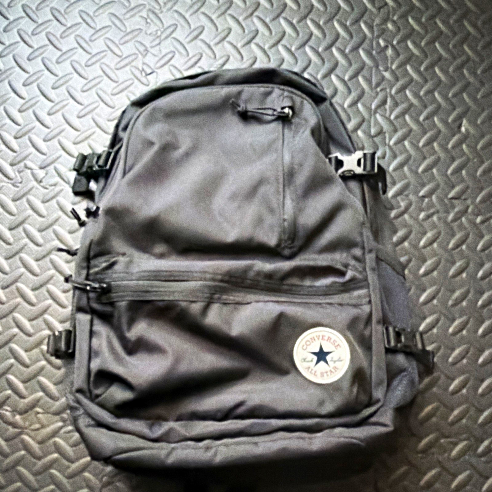 Converse All Star Large Black Backpack Padded Adjustable Straps Zip Buckle