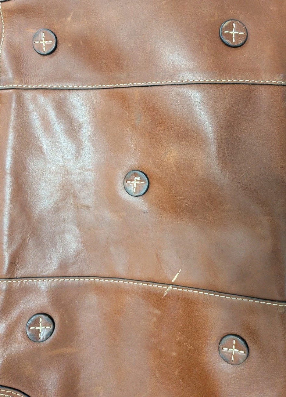 Tommy Bahama Weekender Leather Duffel Bag Cognac Brown 19.5″ x 11.5″ (Rare)