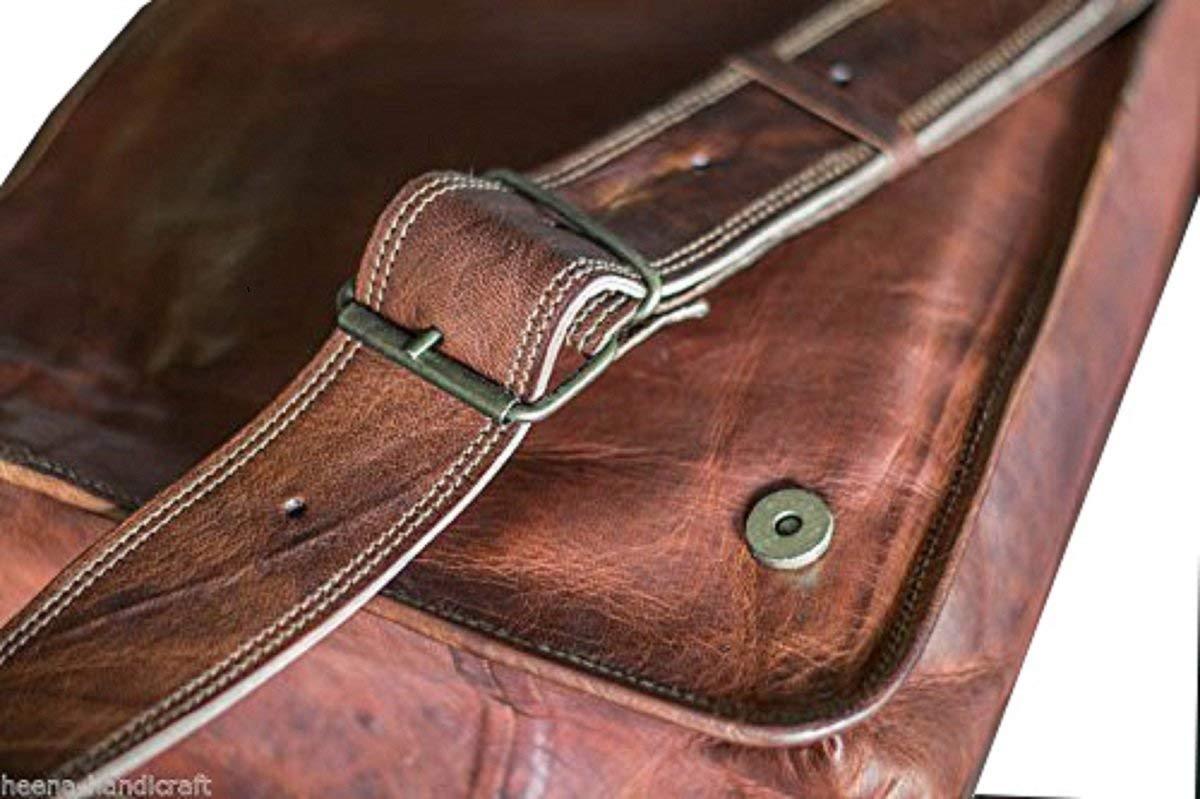 18″ Men’s Real Leather Vintage Laptop Messenger Handmade Briefcase Bag Satchel