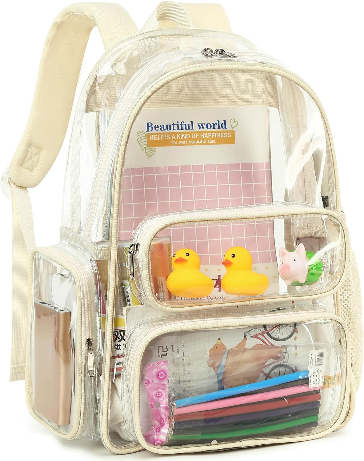 Clear Backpack Heavy Duty Transparent Bag for Stadium Events See through Bookbag