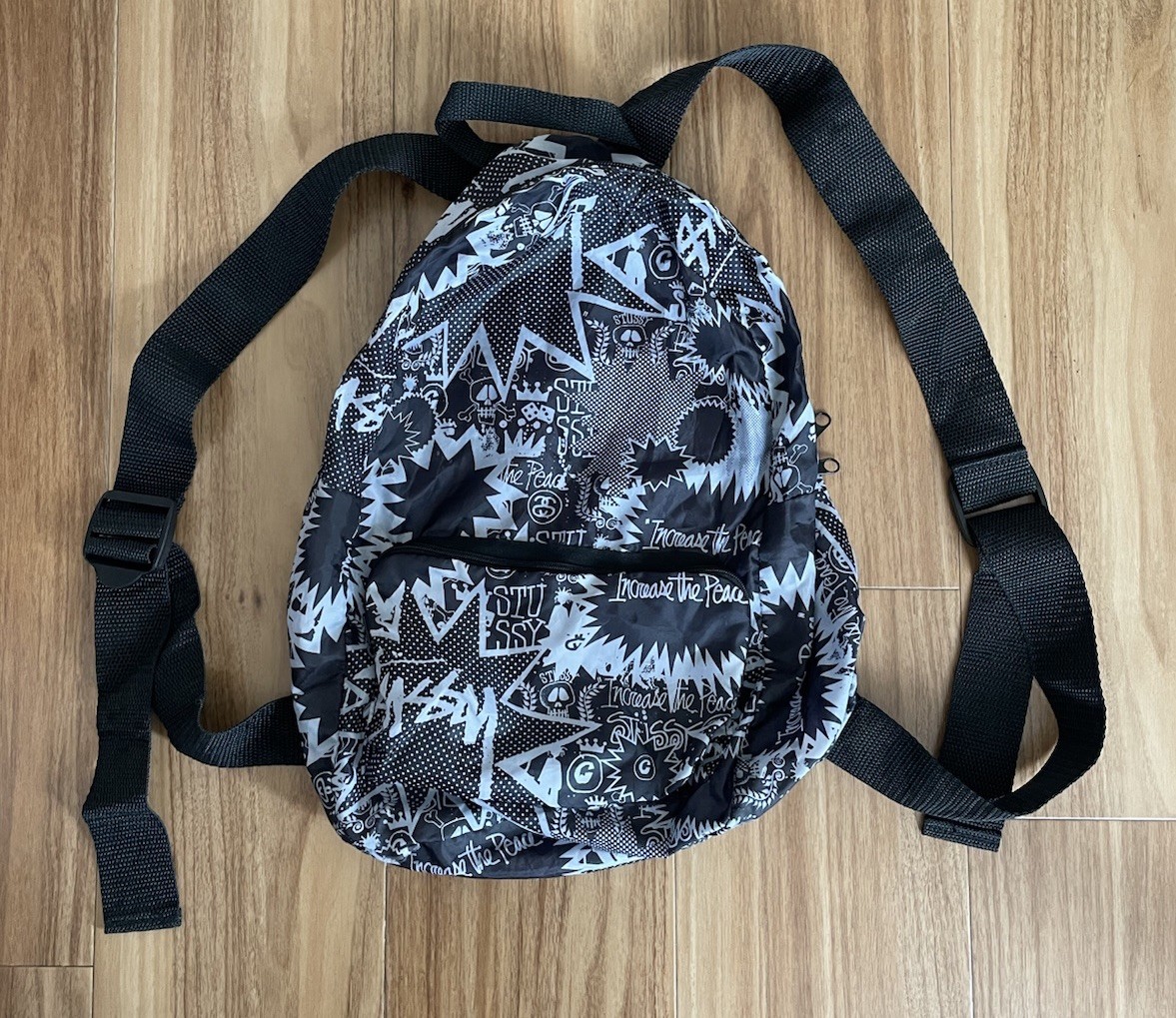 Stussy Novlety Skull Logo Mini Backpack Black Nylon 00s Unused RARE