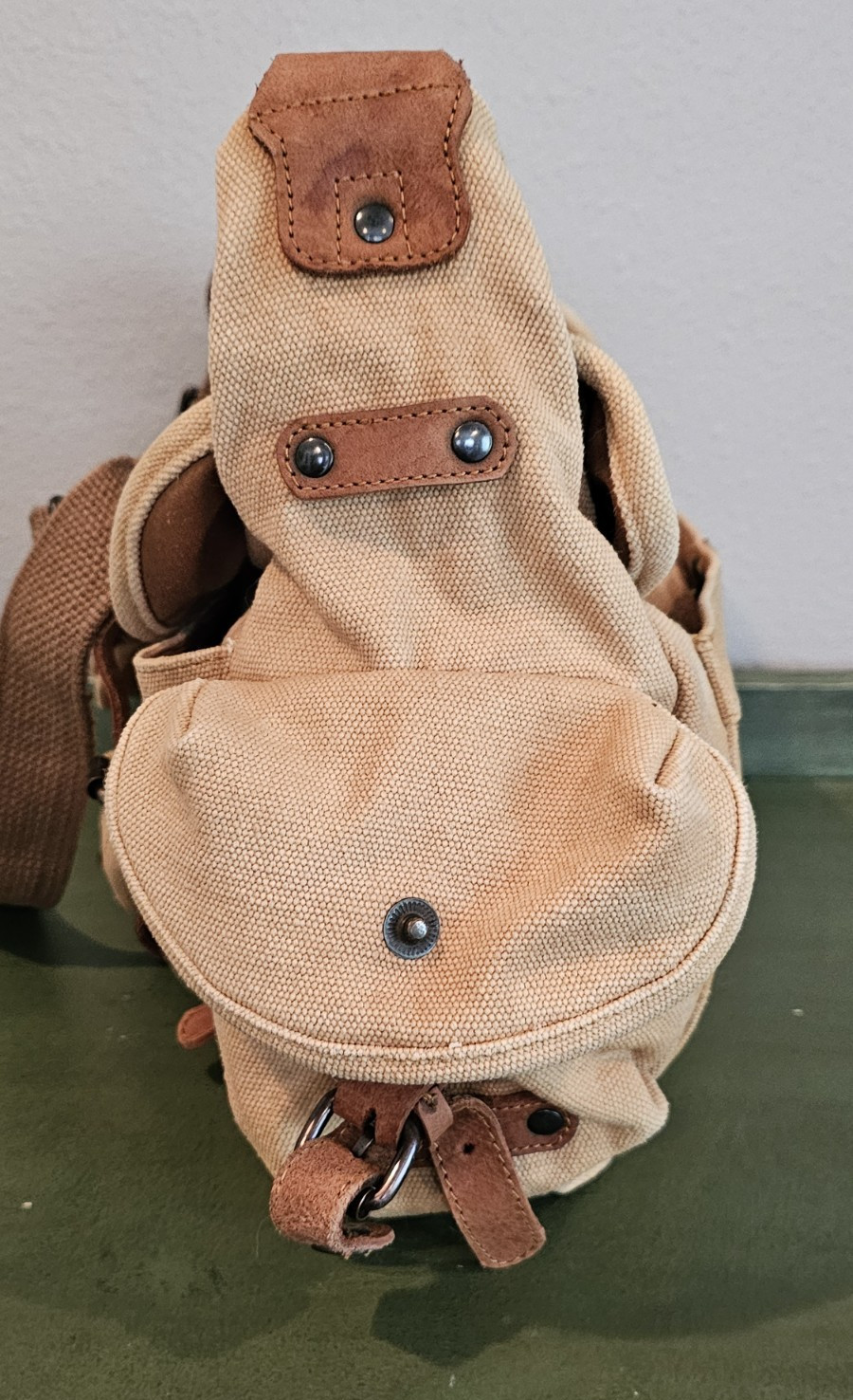 Kakadu Traders Messenger Shoulder Crossbody Bag Tobacco Australia Canvas Leather