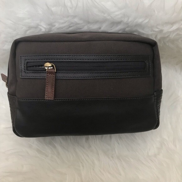 Boconi Mens Classic Dopp Kit Toiletry Travel Bag Top Zip Black or Brown NWT