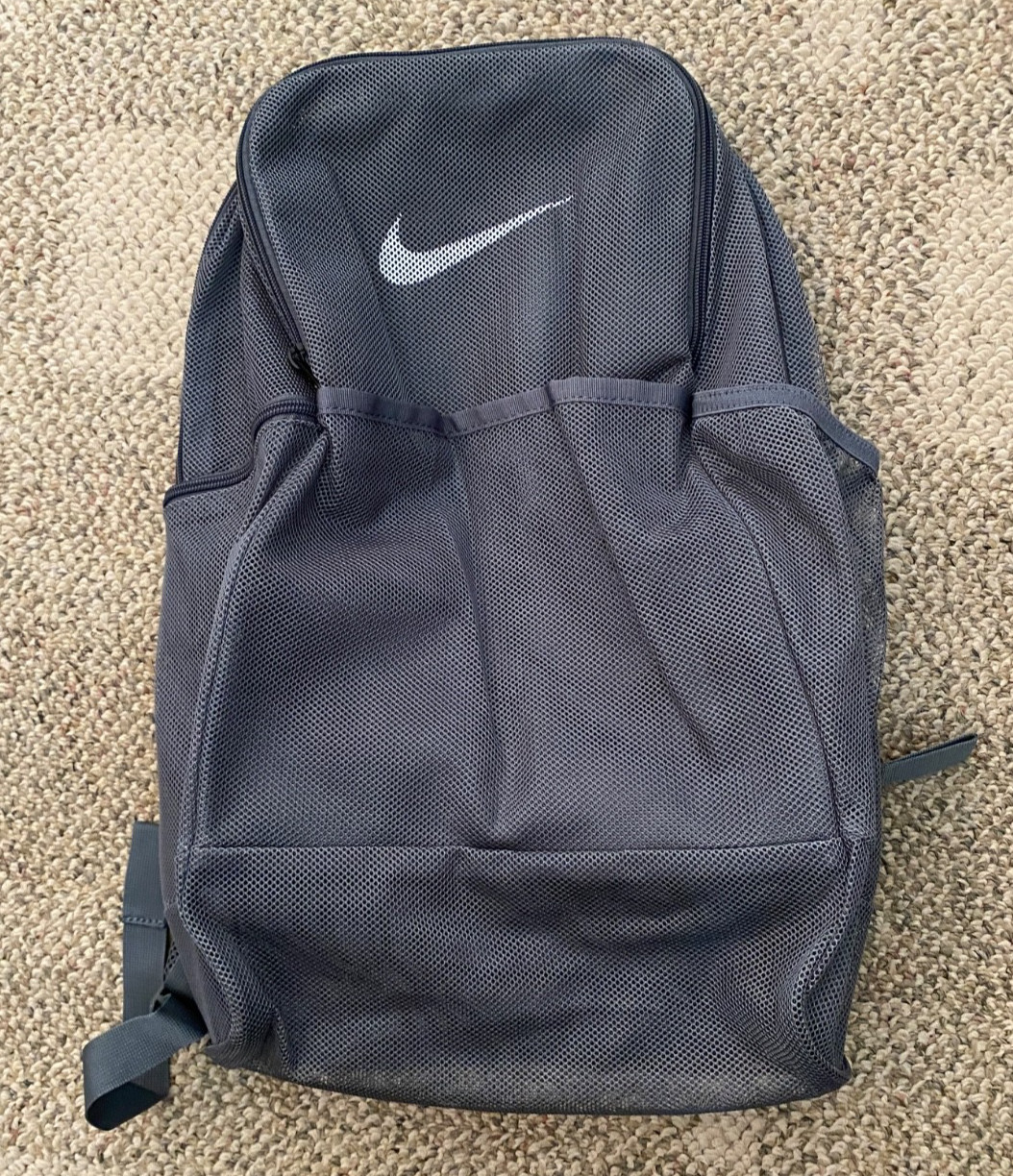 Nike Brasilia Mesh Backpack School Gym Travel Bag BA6050-026 Gray Large