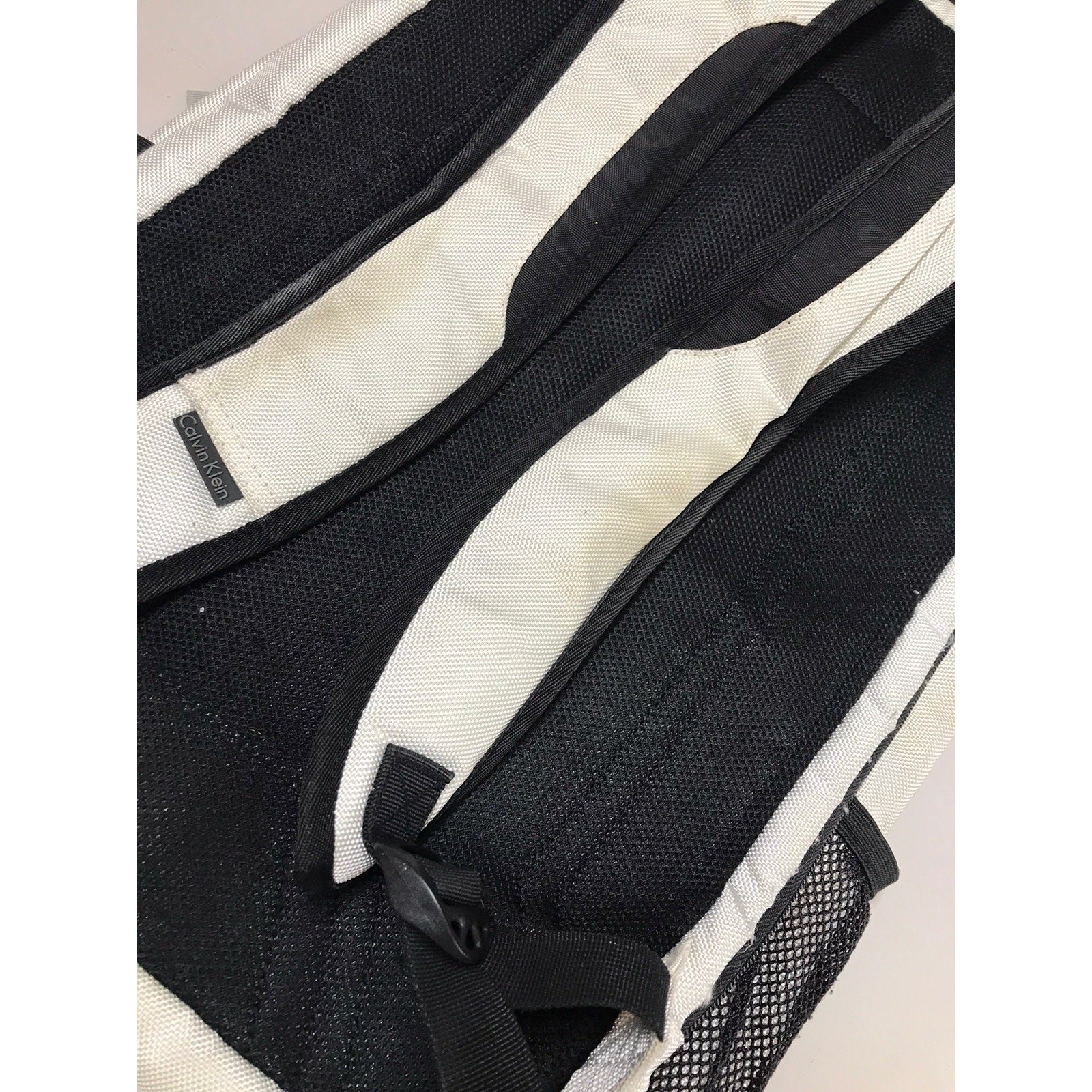 Calvin Klein Backpack Silver Black Laptop Bookbag Multi Pocket School $139.50