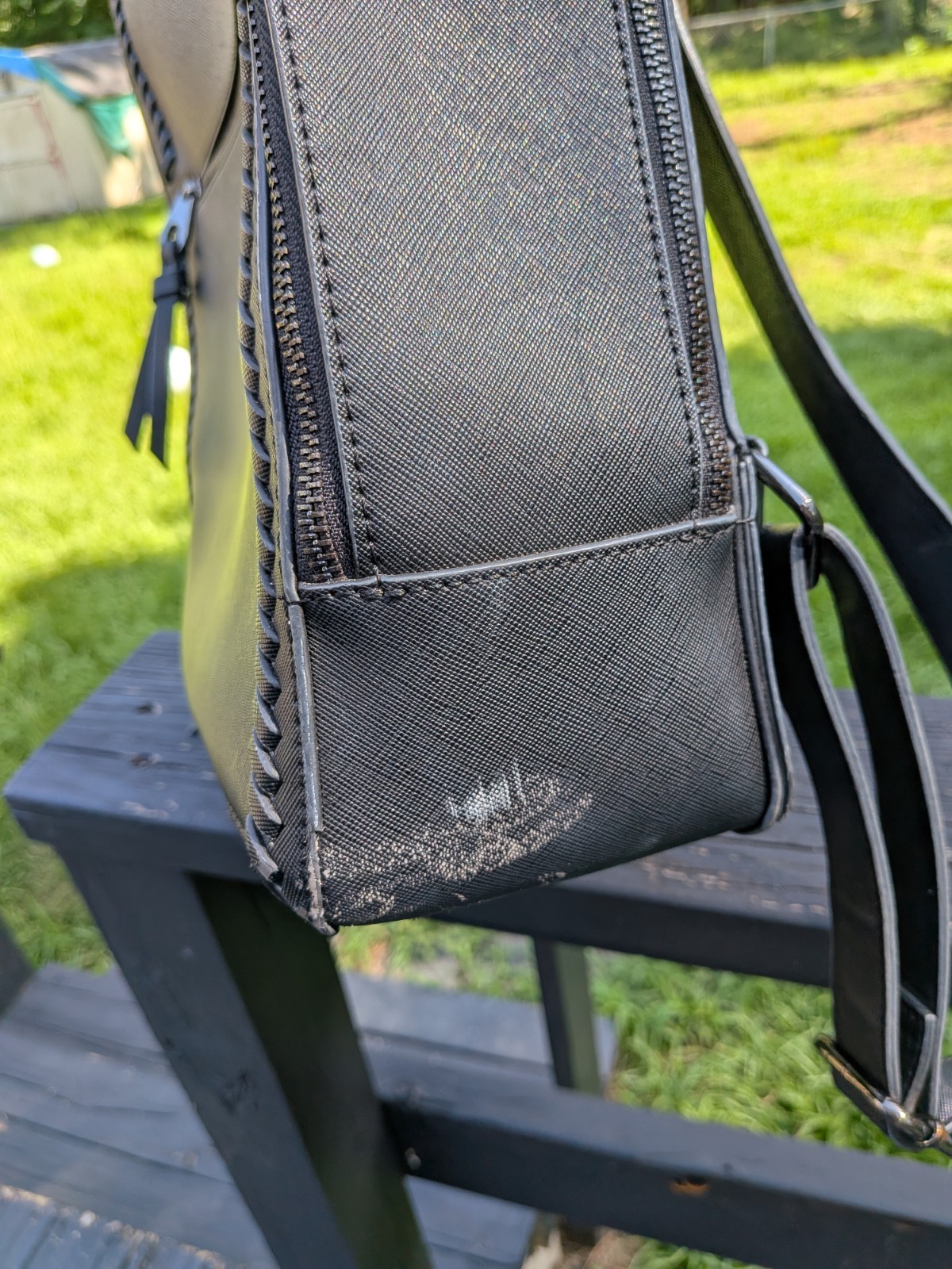 CALPAK Black Backpack, Zip Closure, Top Handle, Front Zip Pocket, Unisex