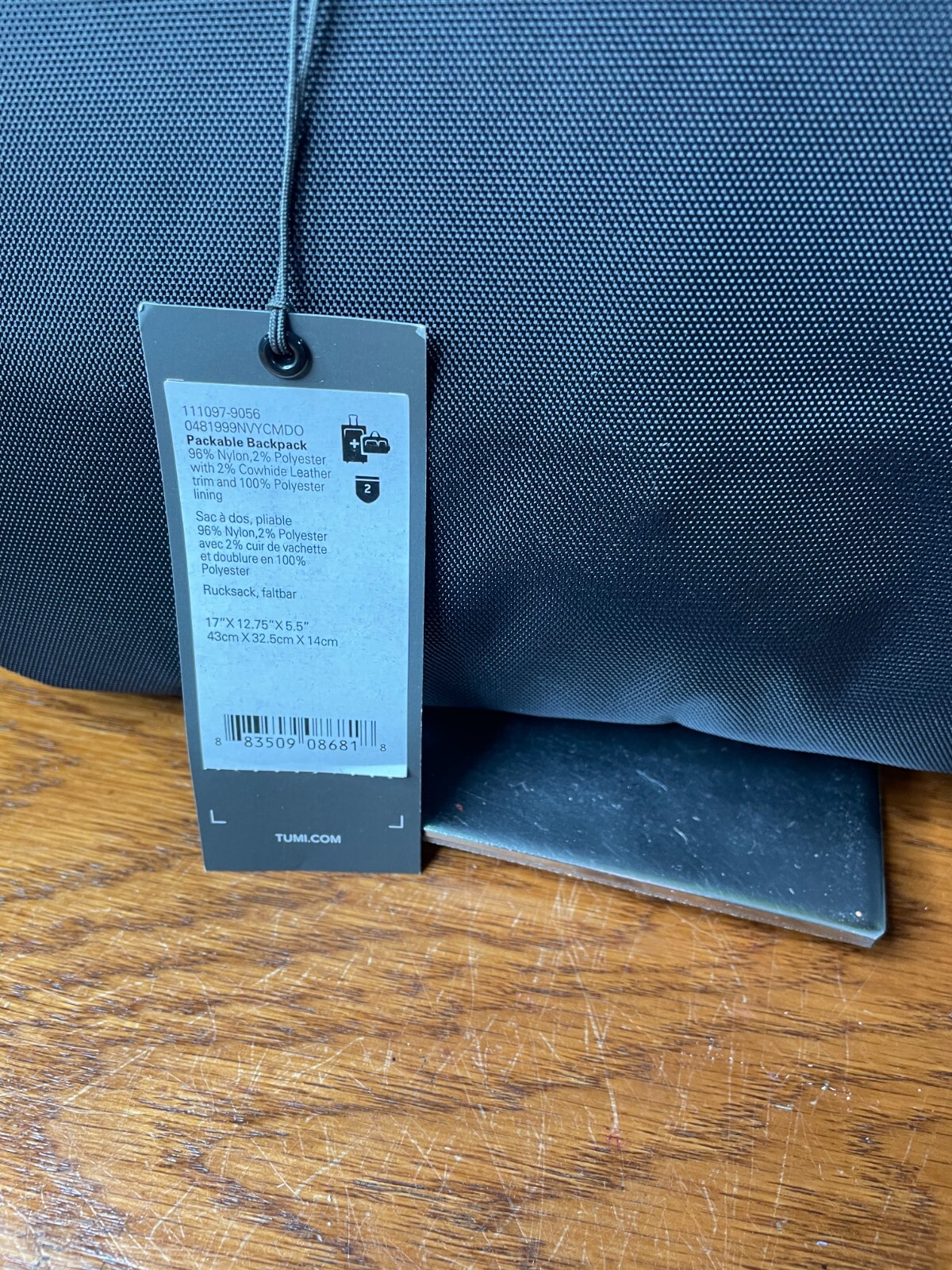 NWT TUMI BLACK CAMO PACKABLE BACKPACK FOLDABLE SHOULDER LRG BAG TRAVEL CARRYON