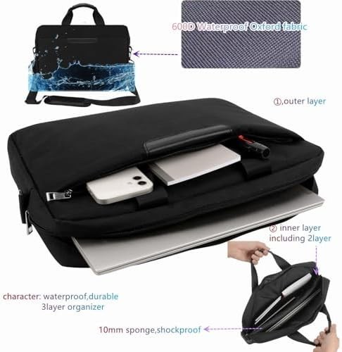 18 Inch Laptop Bag, Expandable Briefcase, Computer Bag Men Black-18.4 Inch