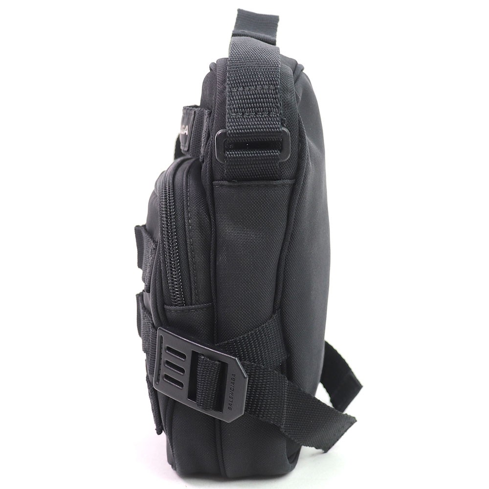 BALENCIAGA Army Messenger Bag Black Nylon Canvas Crossbody Shoulder Bag