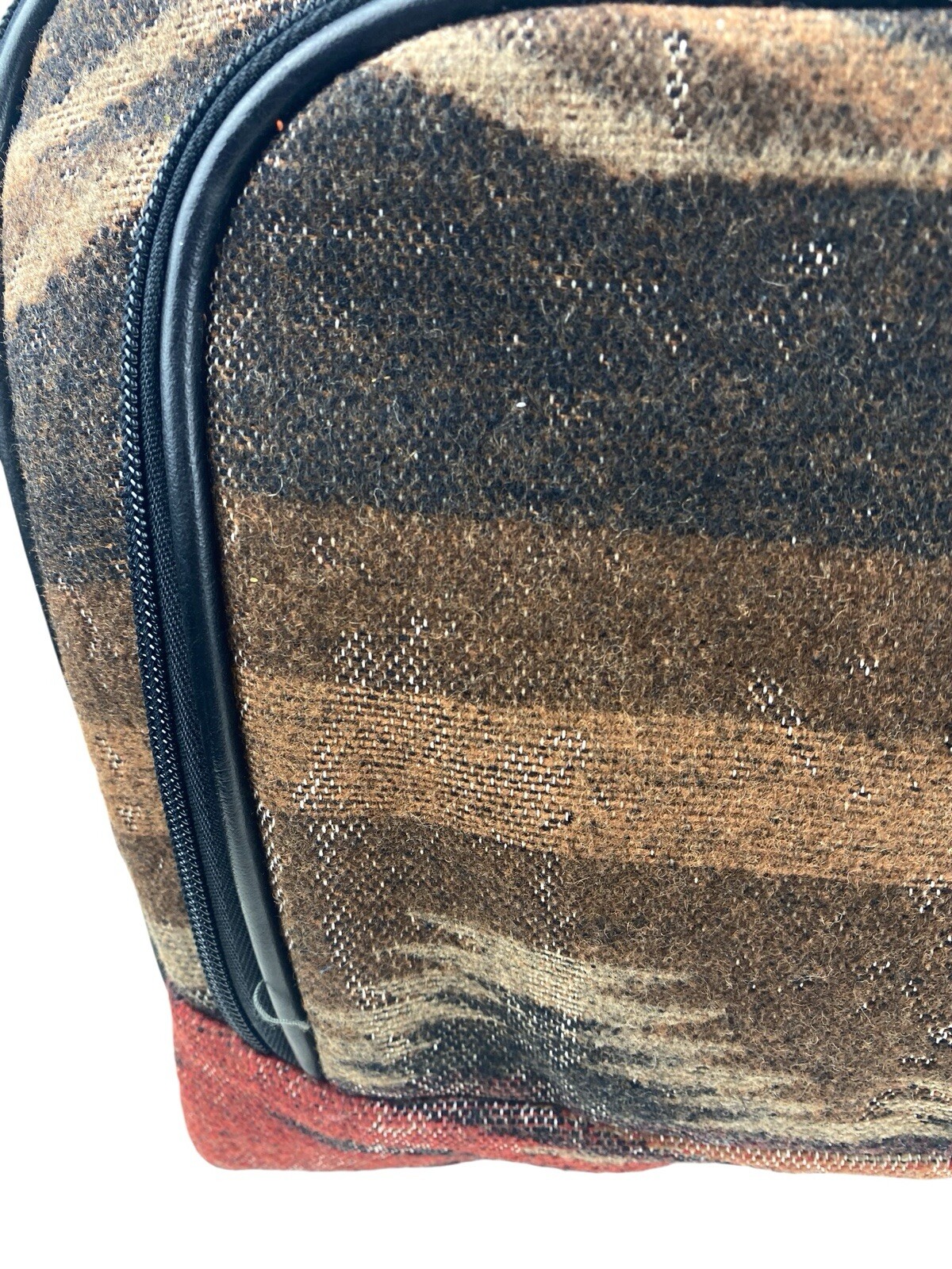 Pendleton Southwestern Aztec Wool Blanket Weekender Messenger Duffle Bag Brown