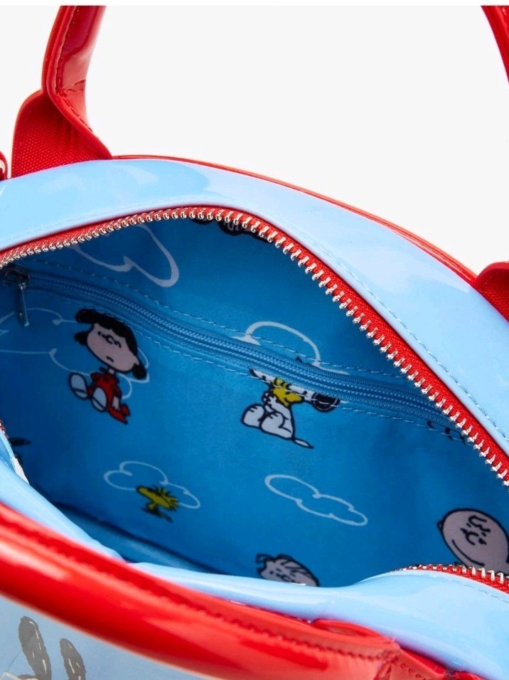 Whatever! Makes You Happy Peanuts Snoopy Woodstock Bowler Handbag Purse Rainbow