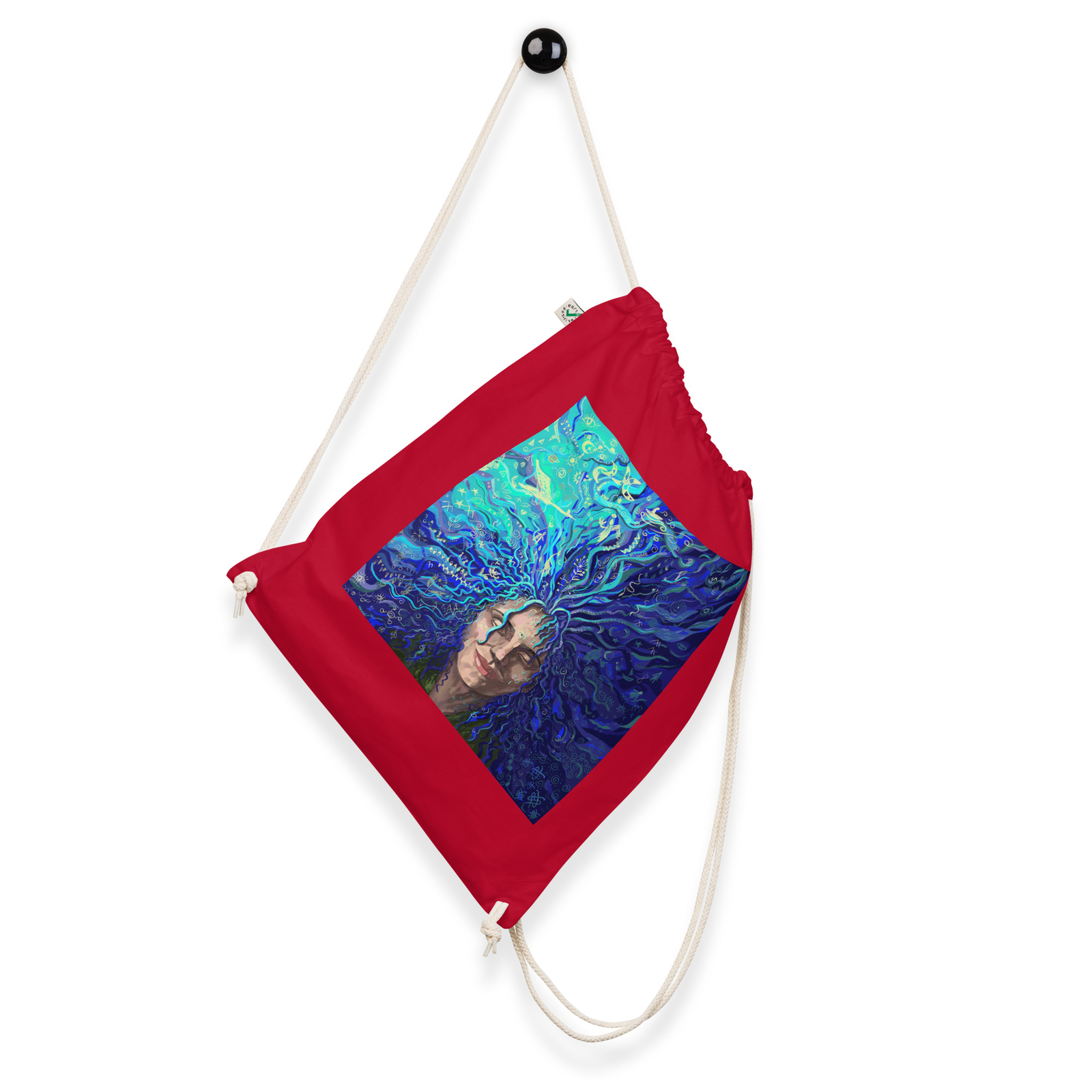 Organic cotton drawstring bag with a print of my painting “Sound in silence”