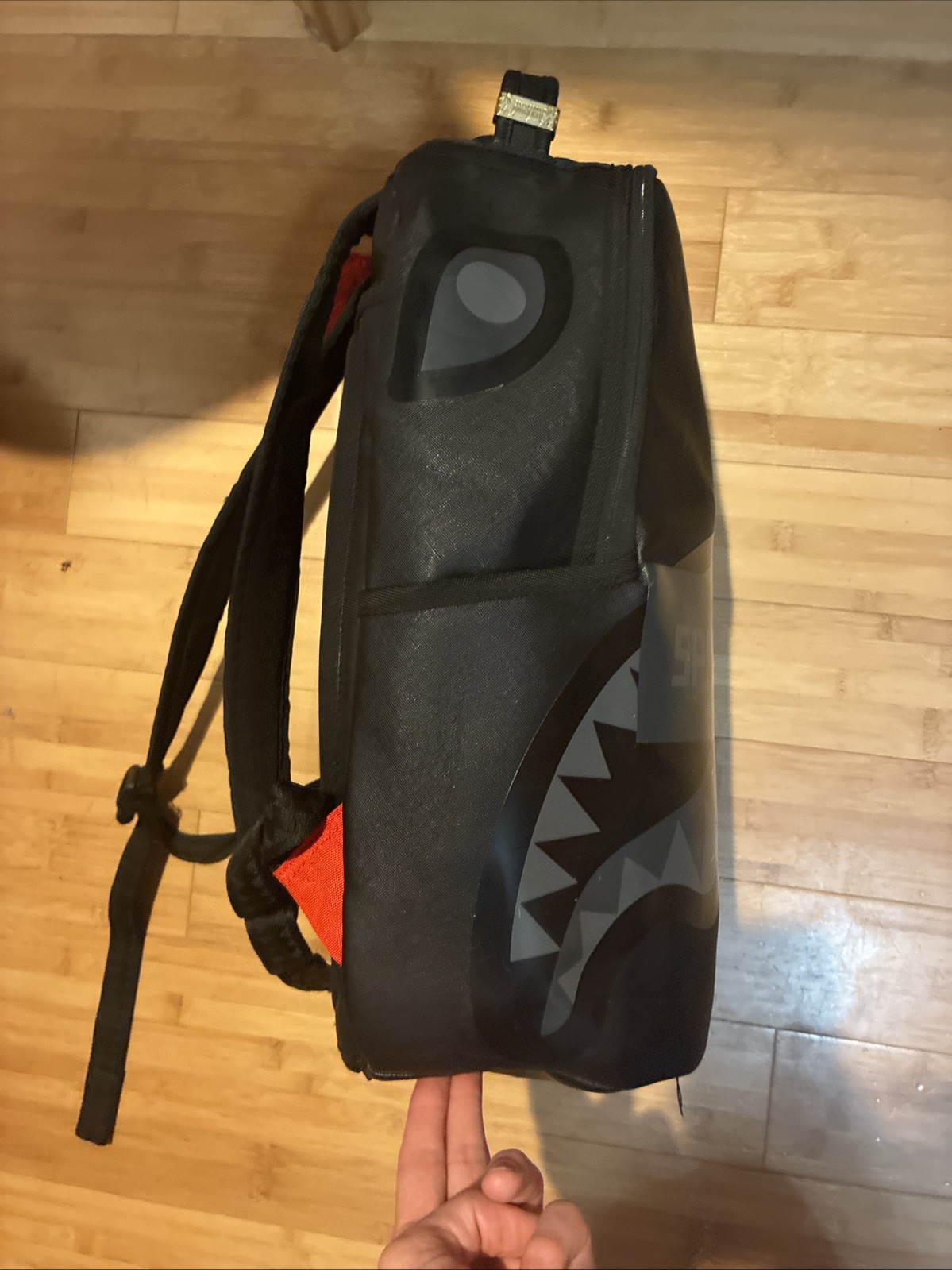 Sprayground Limited Edition Black Shark Mouth Backpack Black Line Padded