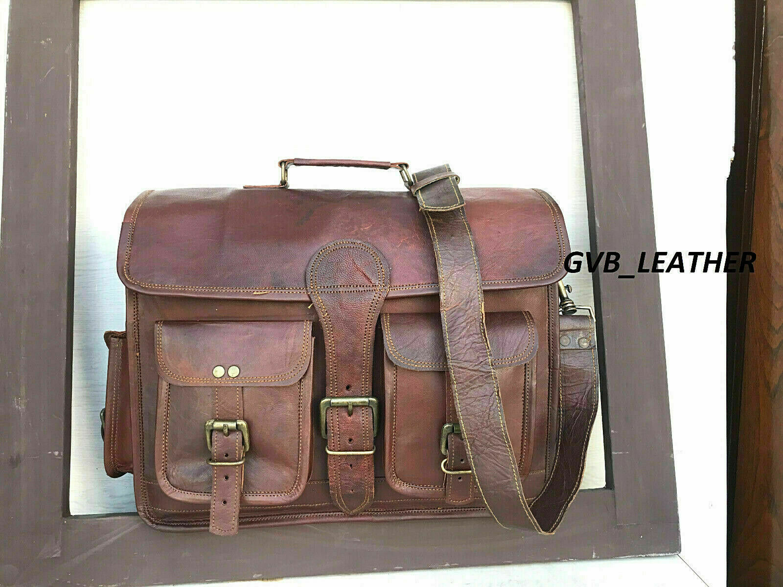 Bag Leather Vintag Messenger Shoulder Satchel Briefcase by leather bag seller