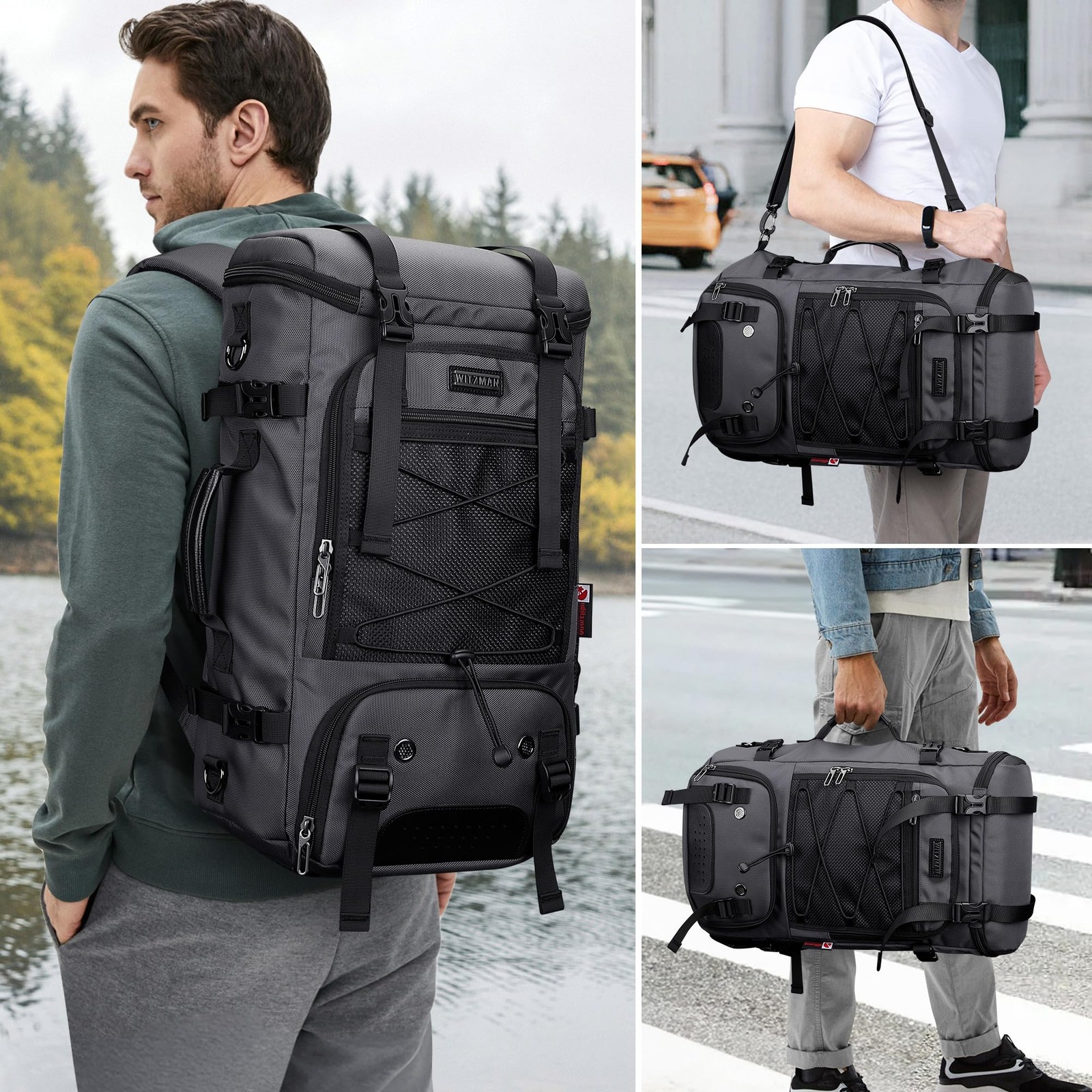 Travel Backpack for Men Large 3 in 1 Convertible Airline Approved Carry-on Lu…