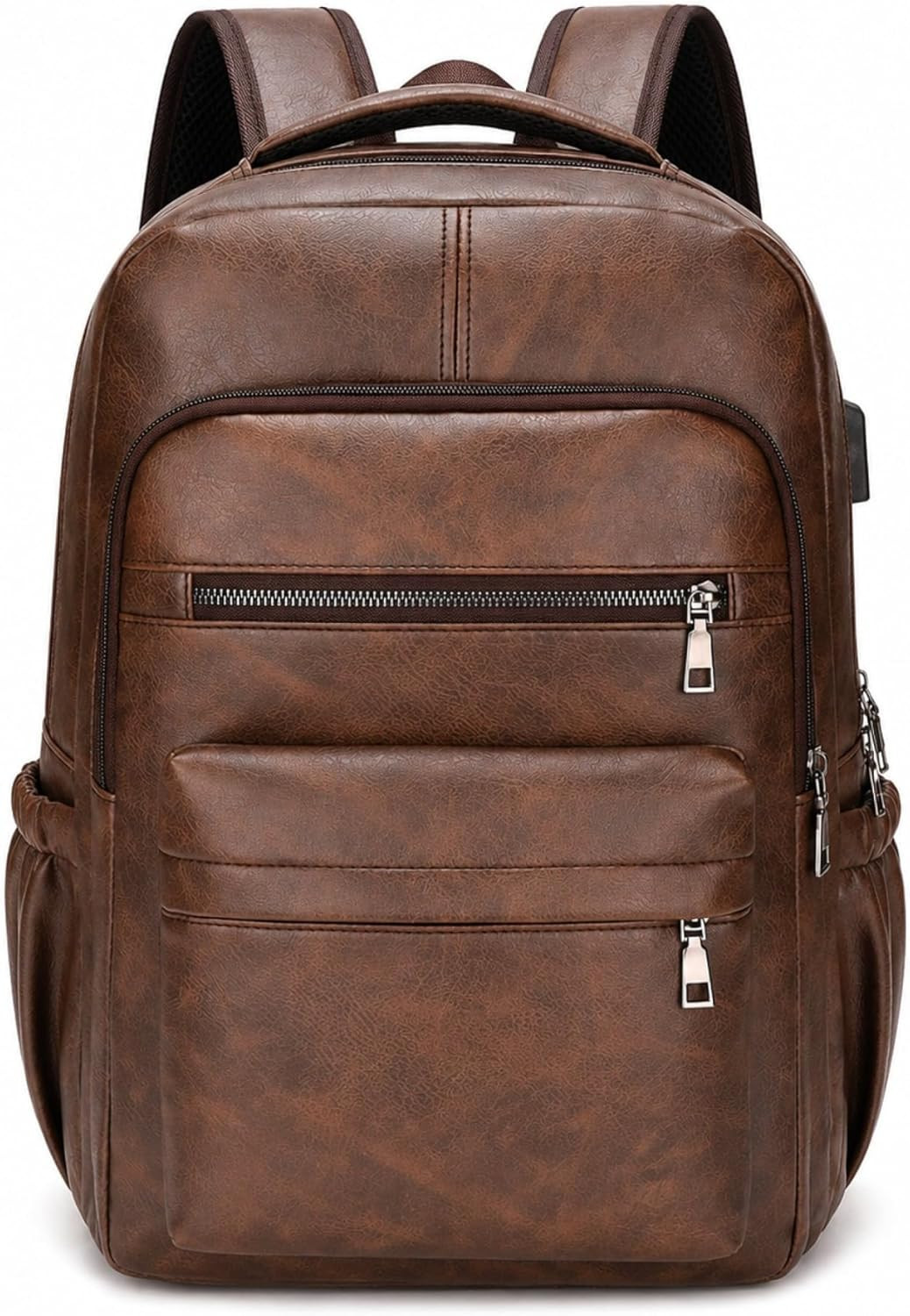 Mens Leather 16.1 Inch Laptop Bag Travel Casual Computer Backpack College Busine