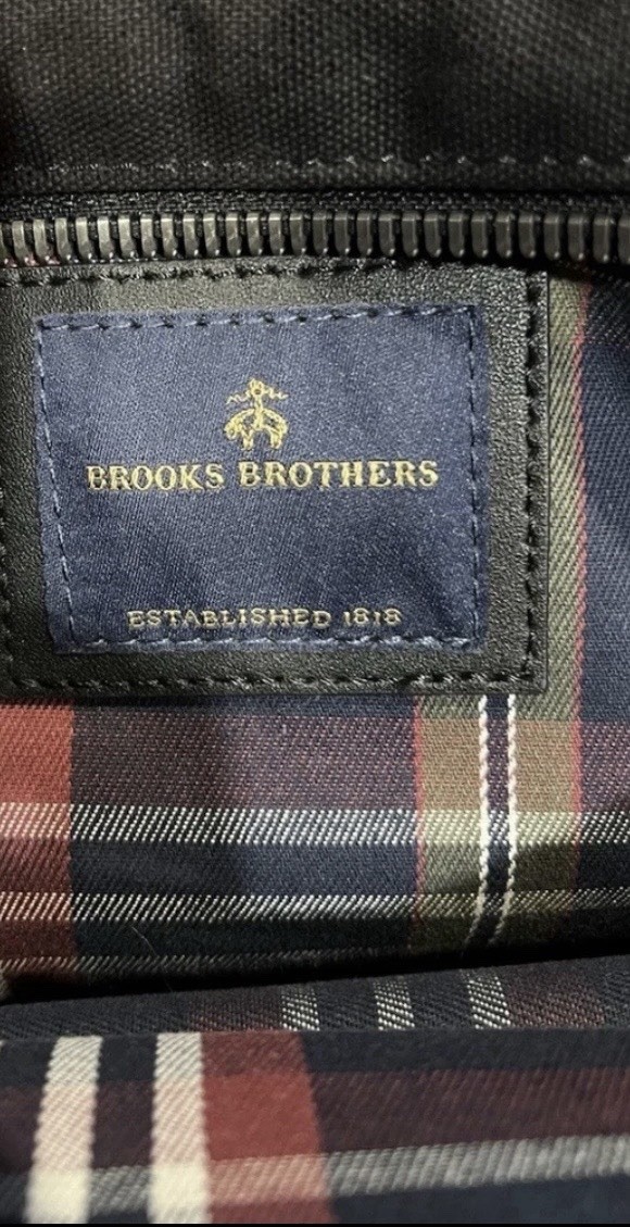 Brooks Brothers Black Wells Dopp Kit Travel Toiletry Bag Leather Handle/Trim