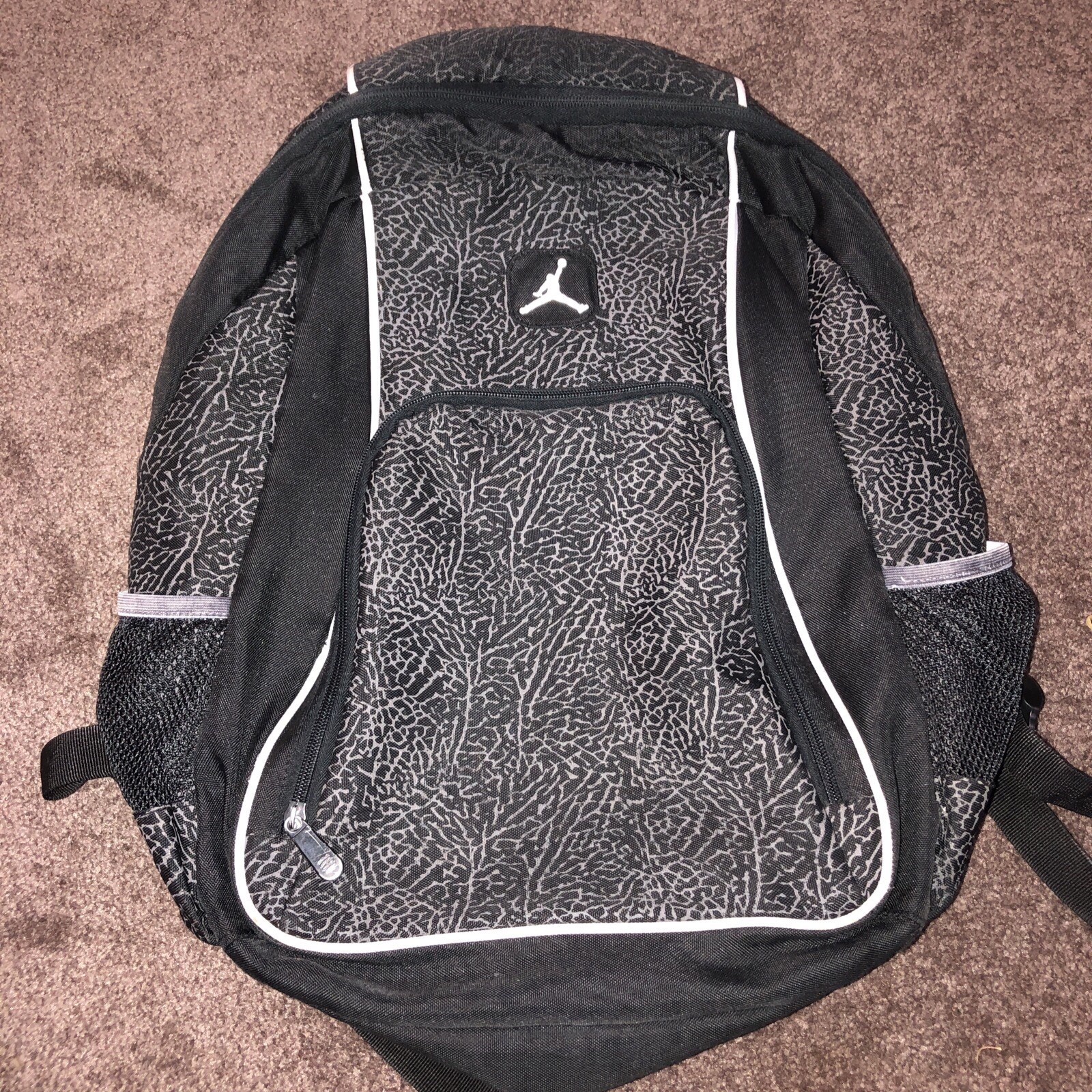 Air Jordan Jumpman 23 Cement Elephant Print Backpack Black Gray White Michael