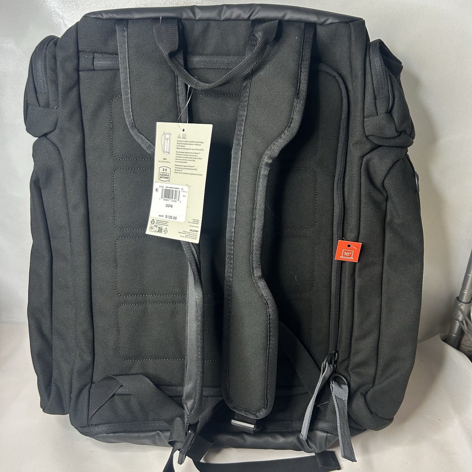 UA Under Armour Project Rock Duffle Backpack Bag Black Gold Gym 1376459-002 39L