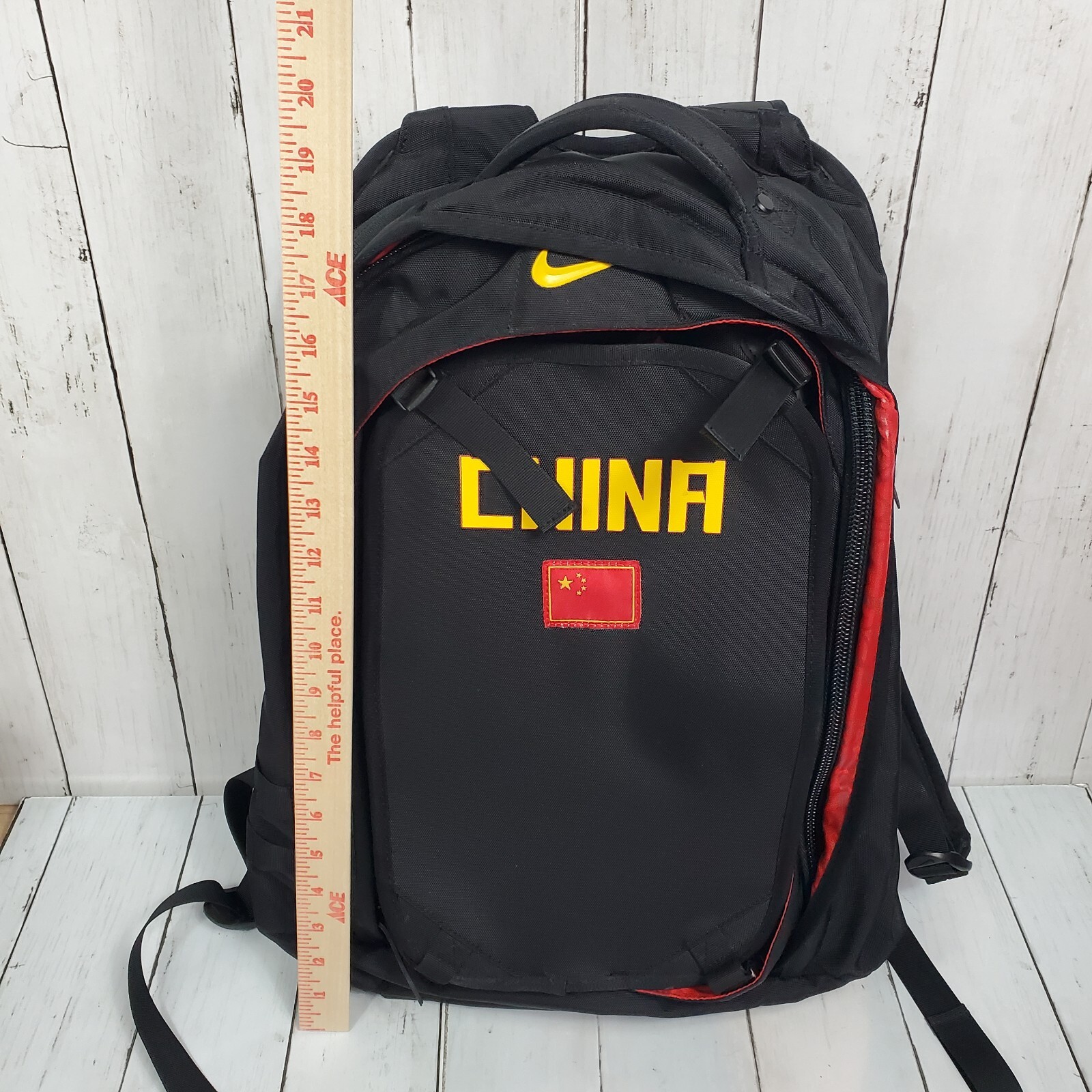 Nike Olympic Sample Backpack Black Yellow Large “CHINA” Multipocket Y2K Vintage