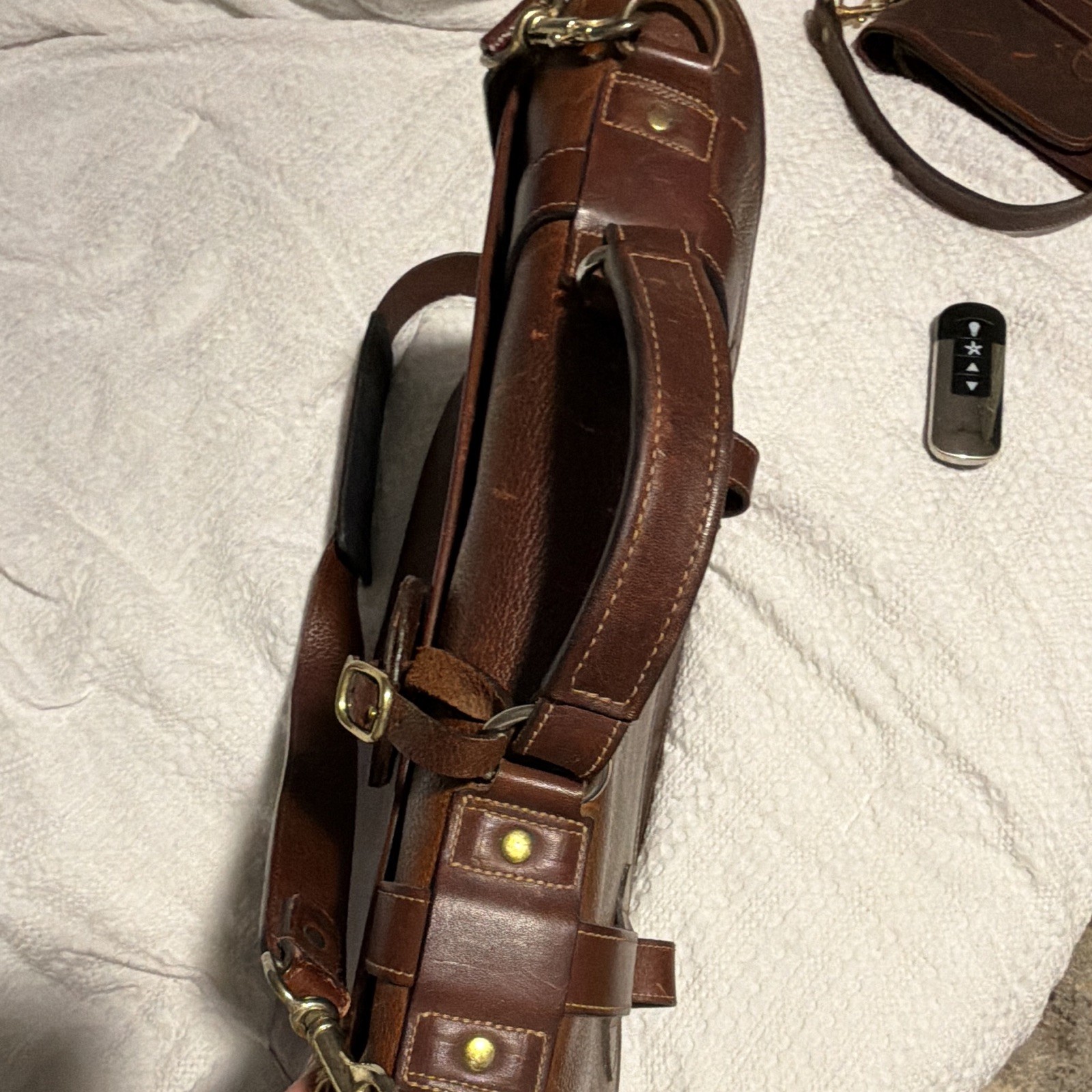 Orvis Brown Briefcase/Document Case Buckle Closure w/ Strap, Pockets