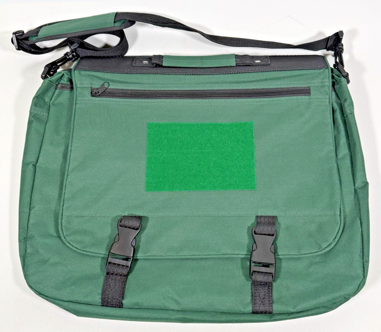 Messenger Satchel Bag Green Shoulder Briefcase Style Hook and Loop Patch