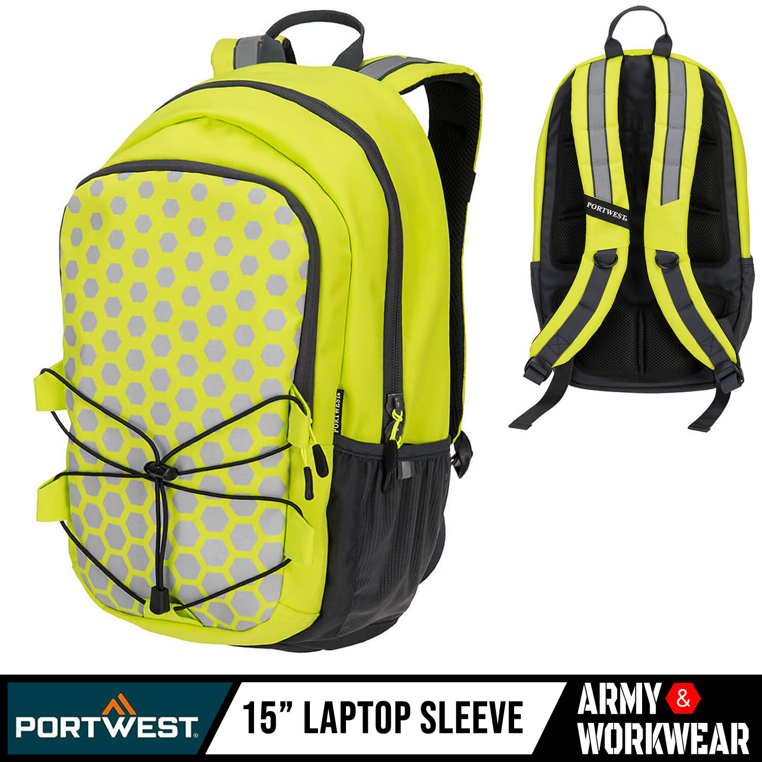 Portwest PW3 Signal Color Backpack 38.1cm Laptop Arm Reflective Tape Water