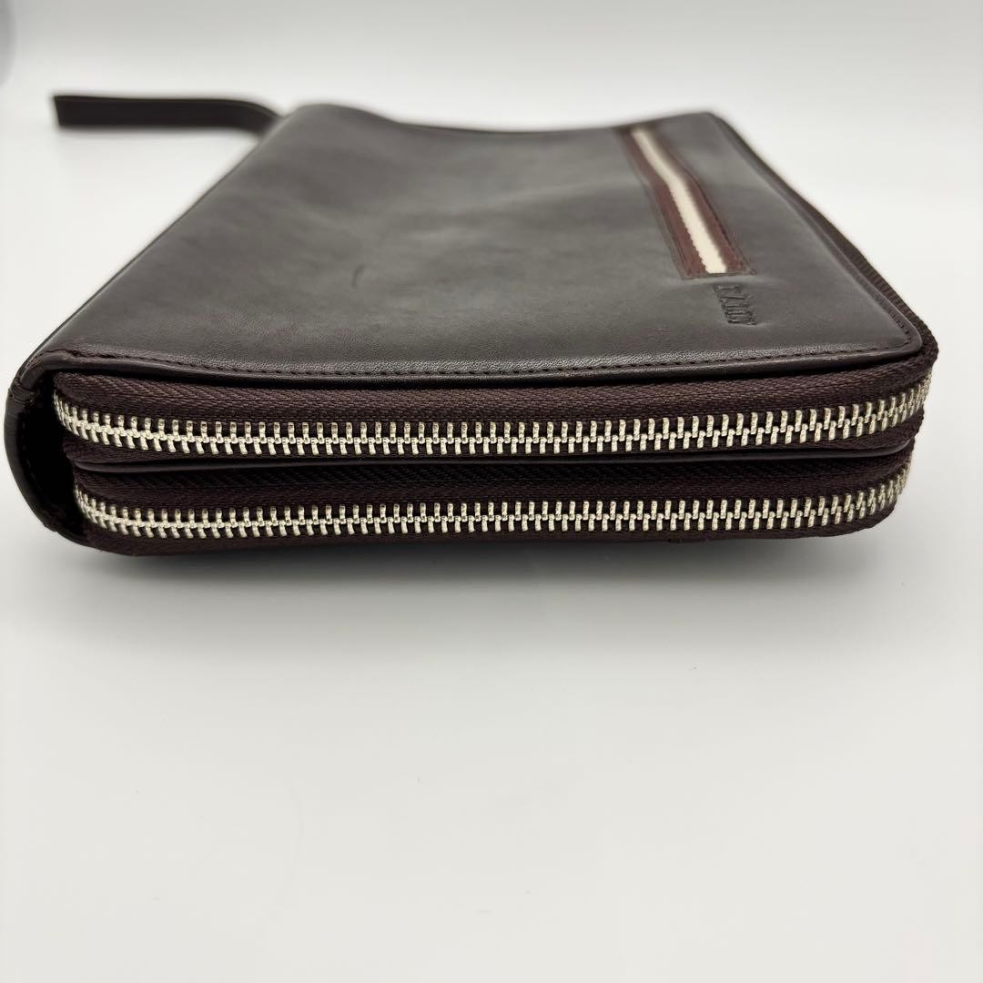 Authentic BALLY Leather Clutch Bag 16cm Brown Men’s Formal Accessory