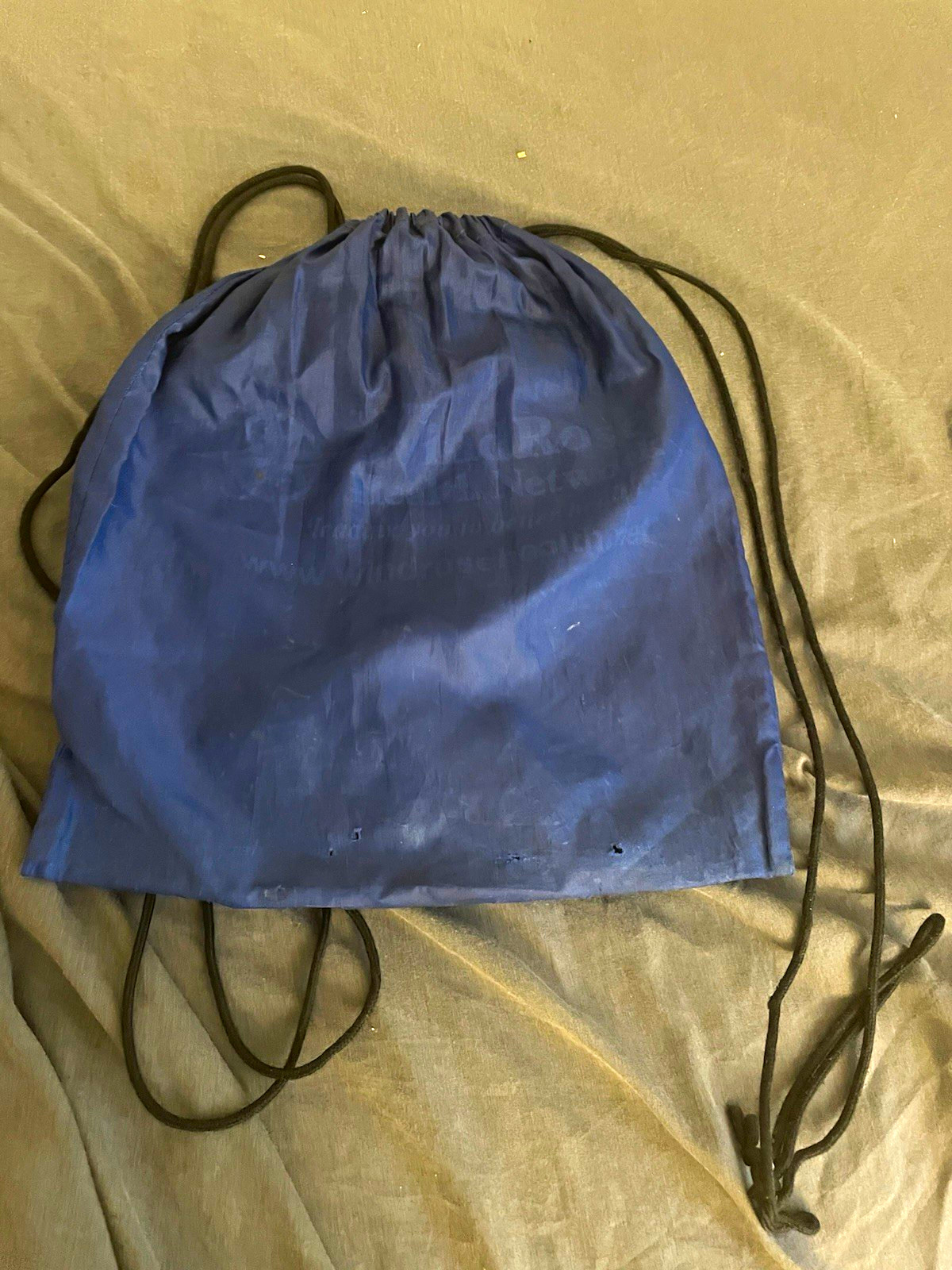 Blue & Black Drawstring Backpack Bag, Solid Casual Unisex Adults, Straps