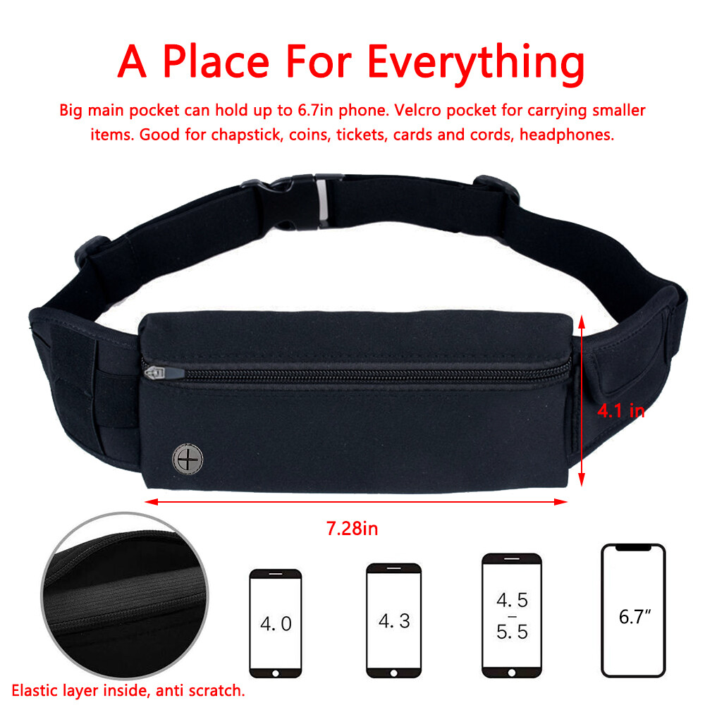 Sport Waist Fanny Pack Running Belt Bum Pouch Camping Hiking Gym Phone Bag Big